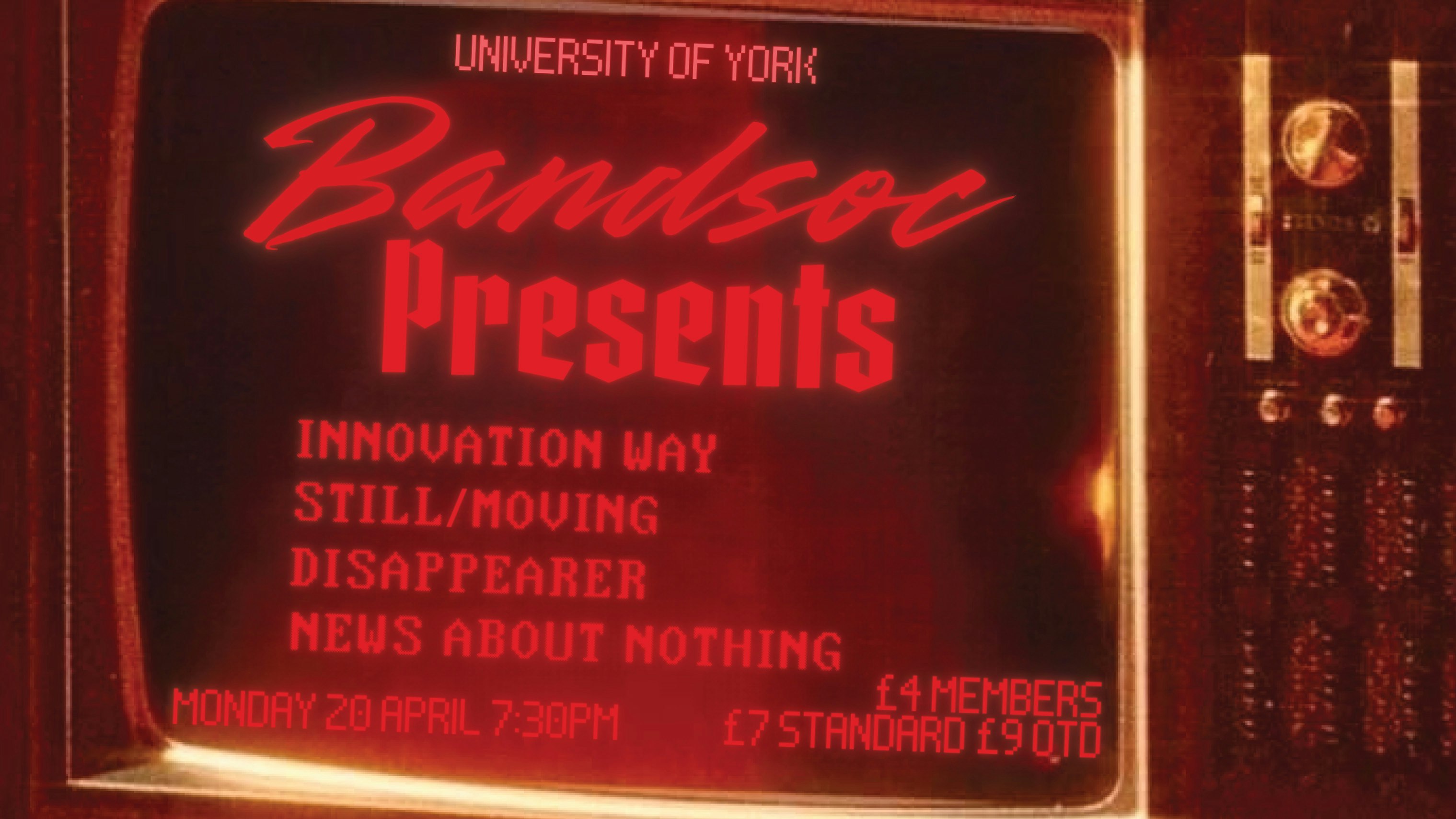 BANDSOC PRESENTS… INNOVATION WAY | STILL/MOVING | DISAPPEARER | NEWS ABOUT NOTHING