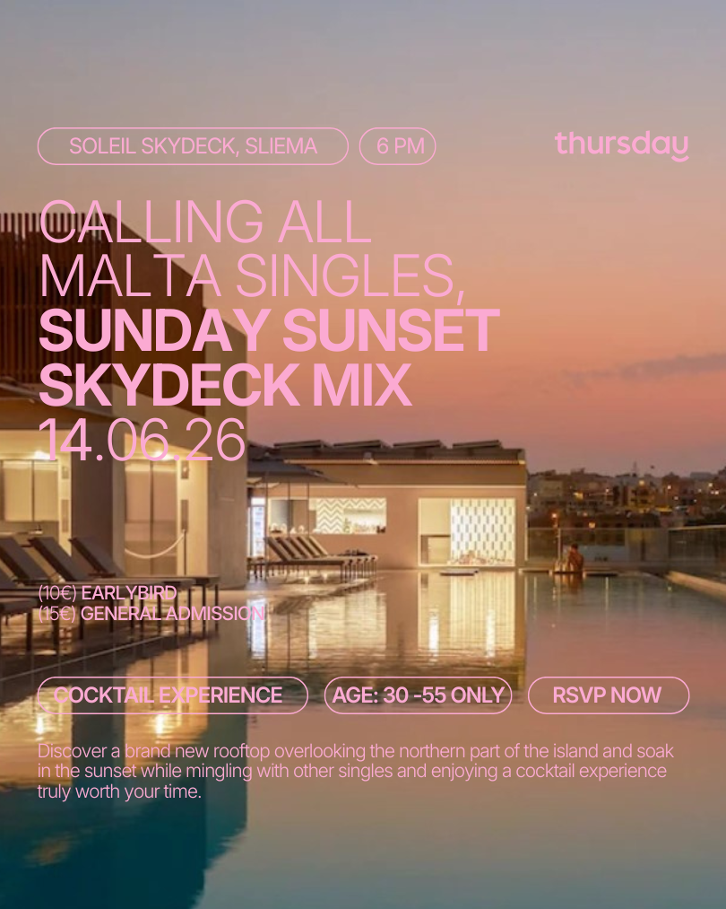 Sunday | Sunday Sunset Rooftop Mix | Soleil Skydeck & Pool | Sliema | Age range:  30-55
