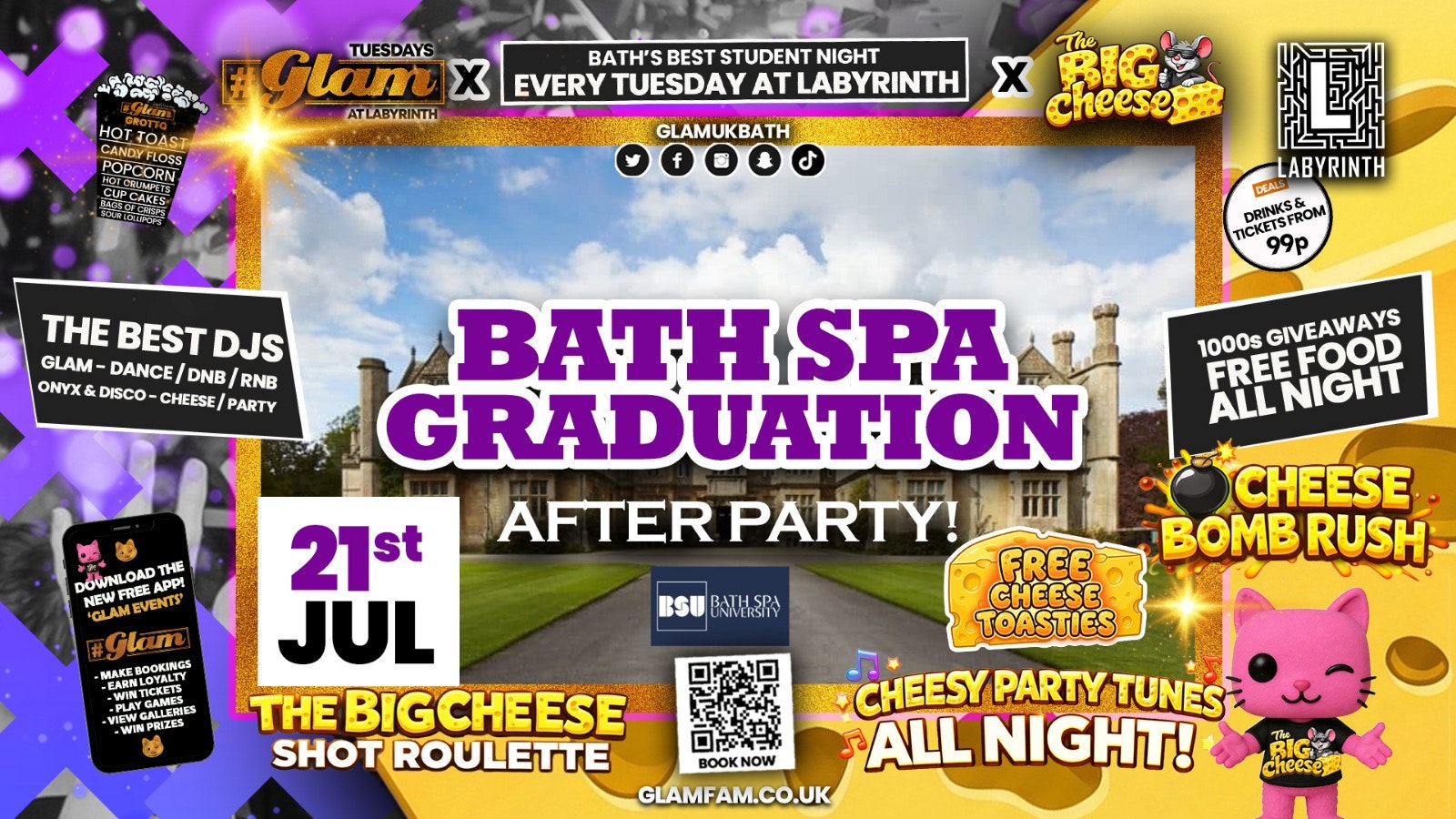 😻  GLAM x The BIG CHEESE 🧀 | Bath Spa Graduation After Party! 🧑🏾‍🎓👨‍🎓👩🏻‍🎓