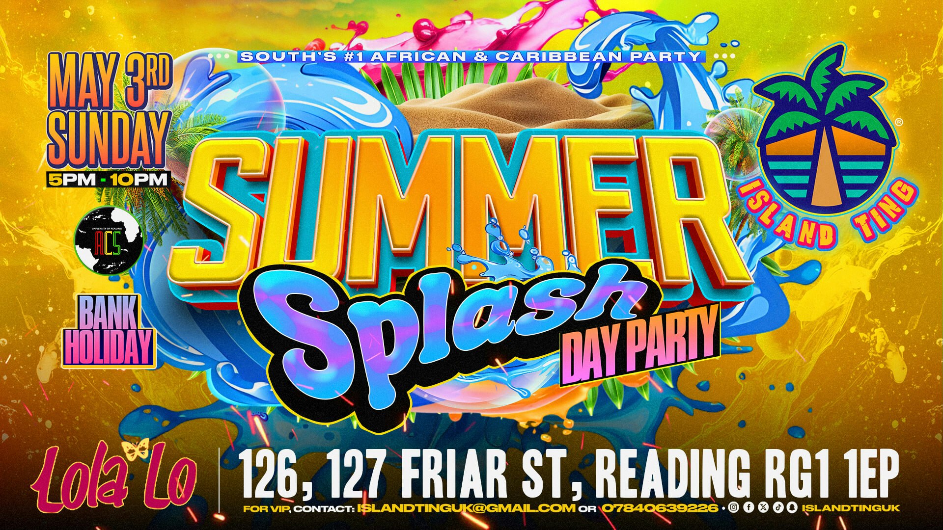 Summer Splash Reading ☀️💦 Day Party 🌴 (Island Ting) SELL OUT WARNING ⚠️