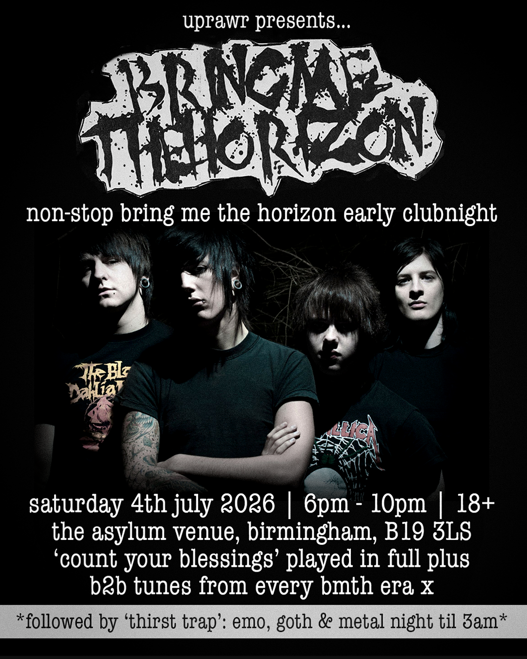 UPRAWR: Non-Stop Bring Me the Horizon Early Clubnight (6pm-10pm) – ‘Count Your Blessings’ played in full!