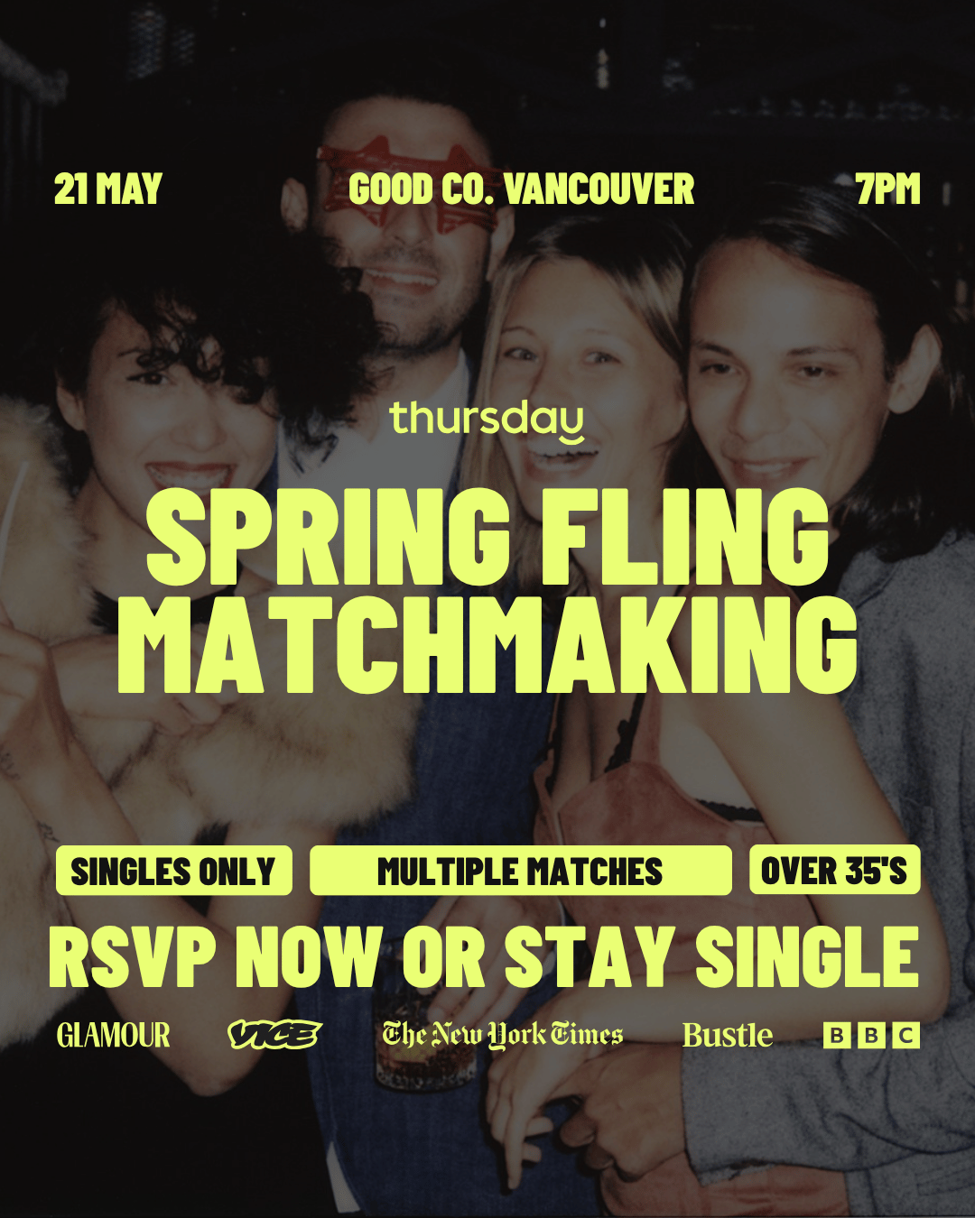 Thursday | Spring Fling Matchmaking – Multiple Matches! 35+ | Good Co | Vancouver