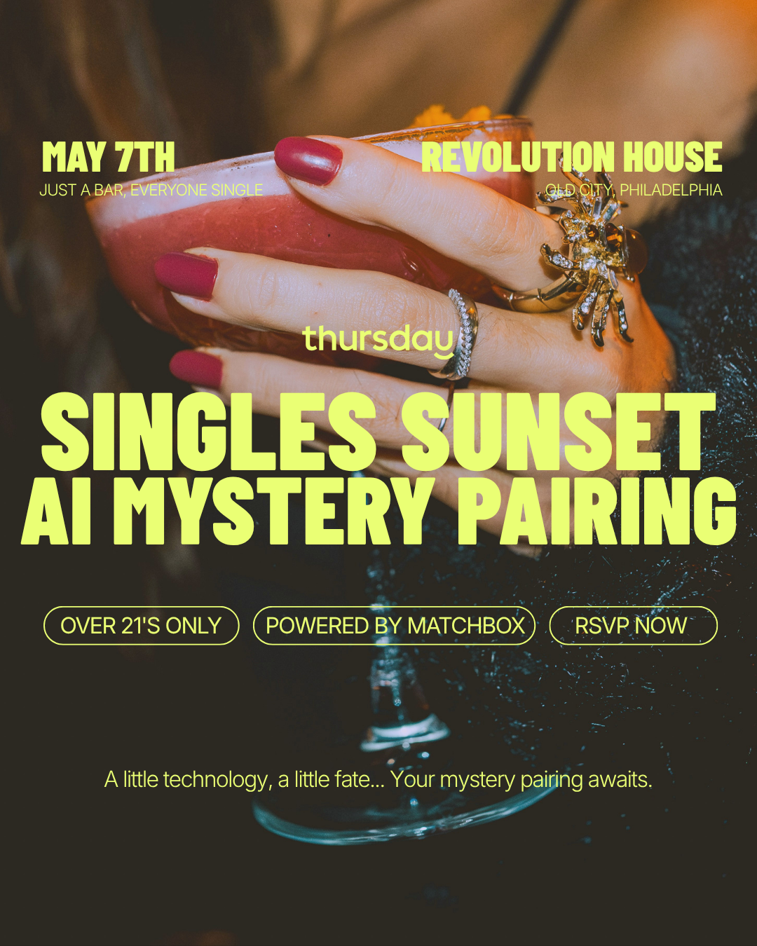 Thursday | Singles Sunset AI Mystery Pairing | Philadelphia