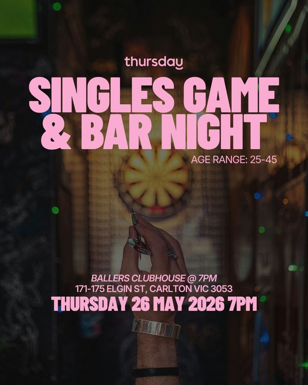 Thursday | Game & Bar Night (25-45) | Carlton
