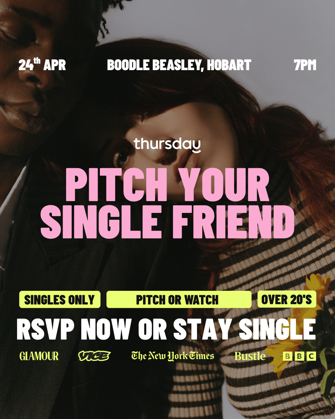Friday | Pitch Your Single Friend [20-45]  | Boodle Beasley | Hobart
