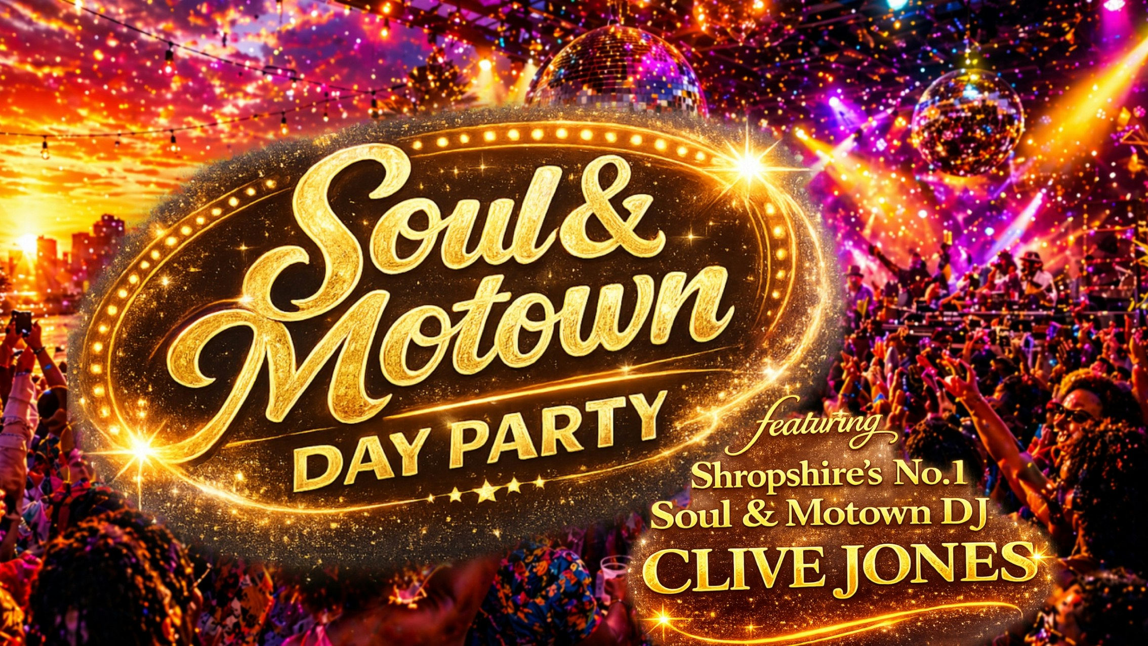 💃🏼 Motown & Soul Day Party 3pm-8pm ft Shropshire’s No.1 Motown & Soul DJ Clive Jones 🎺