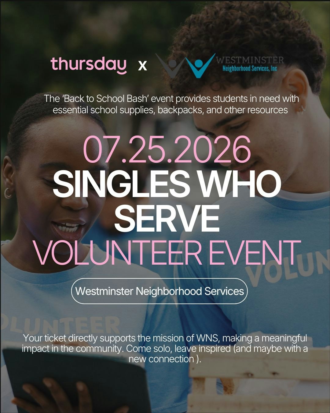 Saturday | Singles Who Serve – Volunteer Event | Westminster