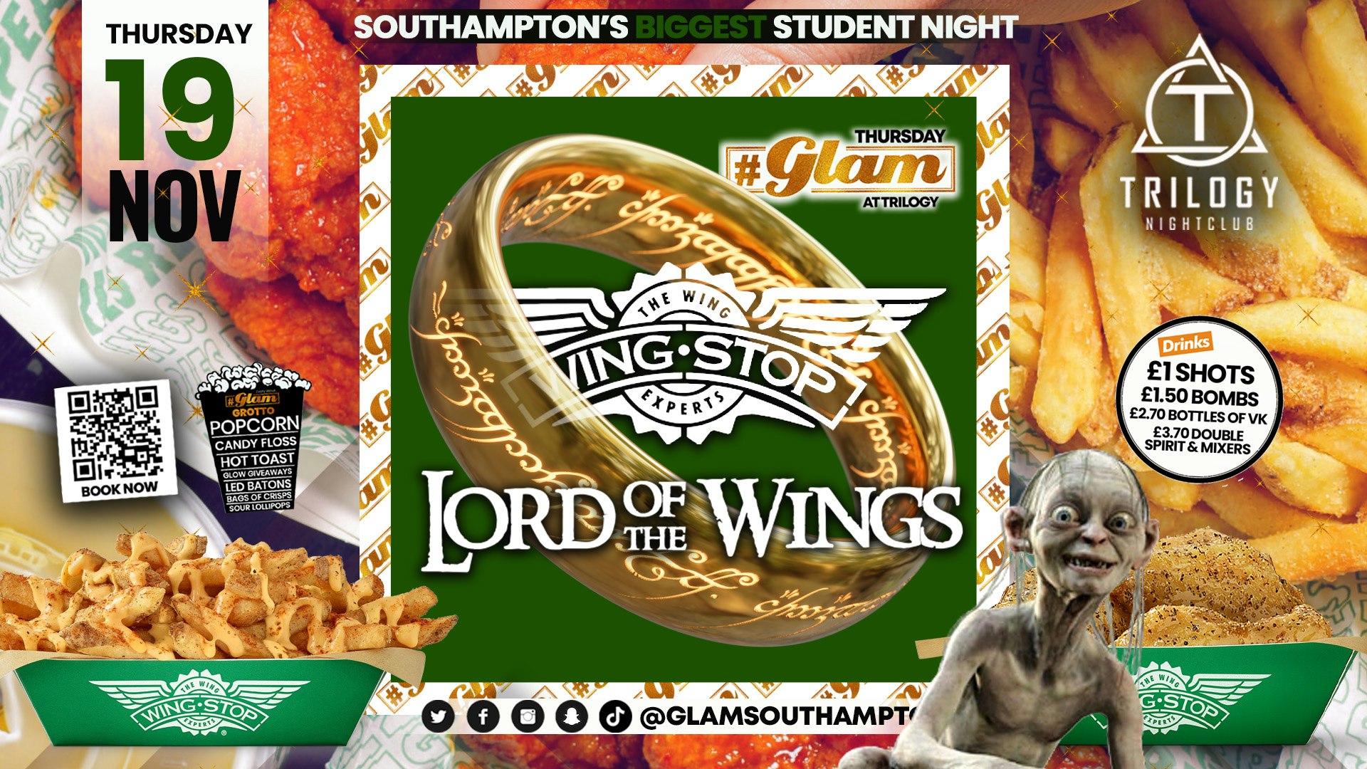 😻 Glam Thursdays | 😋🪽 LORD OF THE WINGS! 🪽😋 Southampton’s Best Student Night! 😻 £1 Shots All Night! 🥃