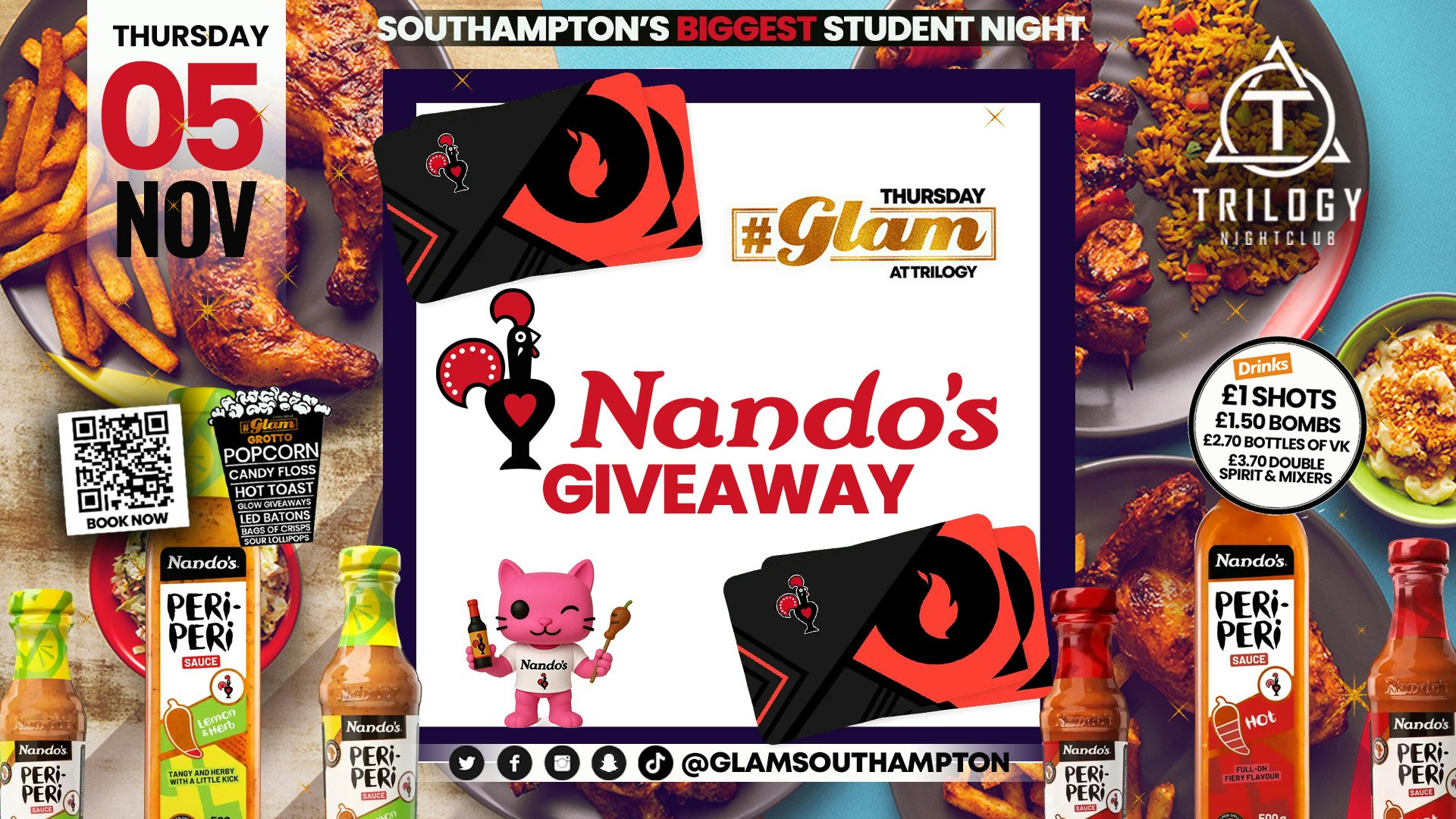 😻 Glam Thursdays | 🌶️ GLAM NANDOS!! 🌶️ Southampton’s Best Student Night! 😻 £1 Shots All Night! 🥃