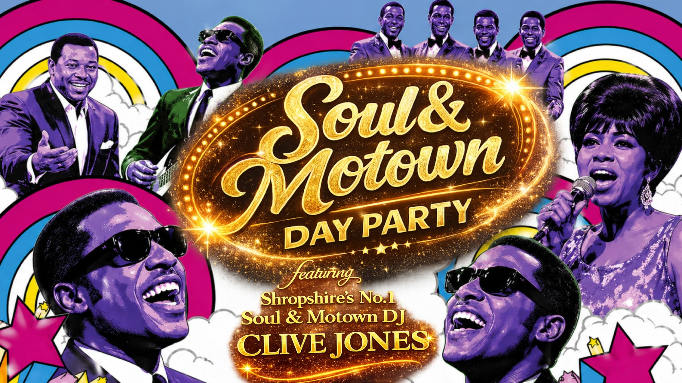 💃🏼 Motown & Soul Day Party 3pm-8pm ft Shropshire’s No.1 Motown & Soul DJ Clive Jones 🎺