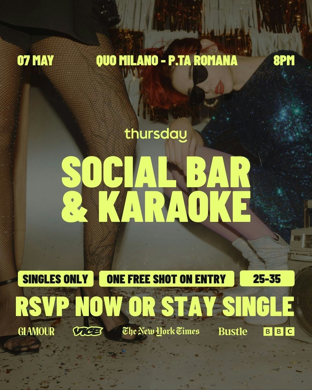 A SOCIAL BAR. RANDOM KARAOKE. SINGLES ONLY | QUO BAR | P.ta Romana – Milano | 25-40﻿