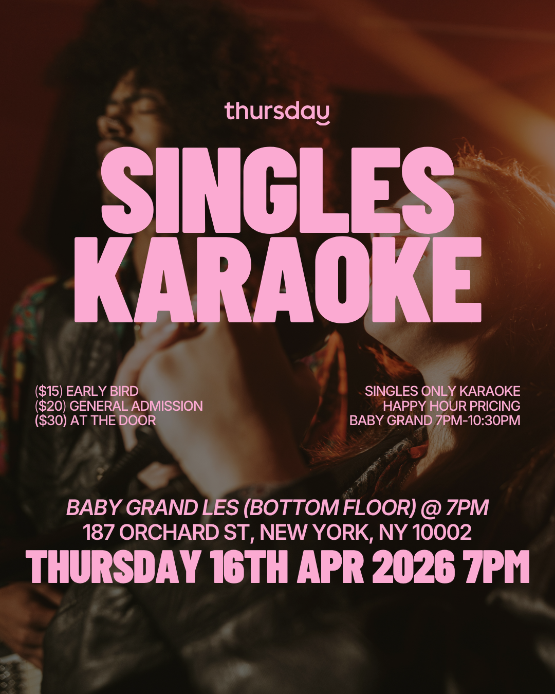 Thursday | Baby Grand (Singles Karaoke) | NYC