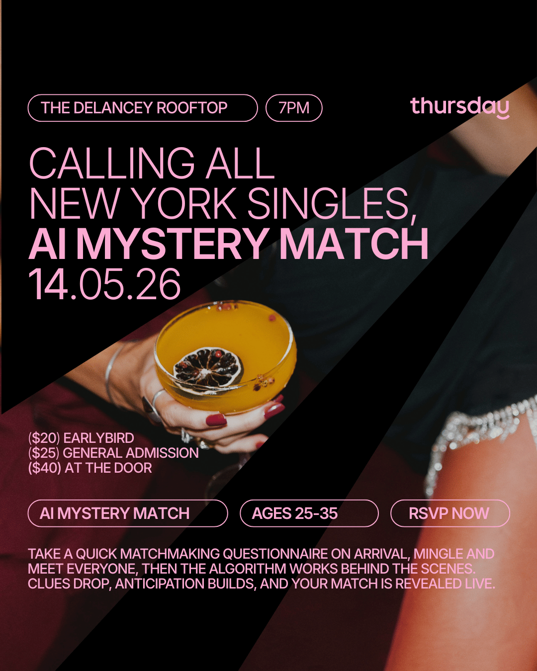 Thursday | The Delancey (AI Mystery Match) 25-35 | NYC