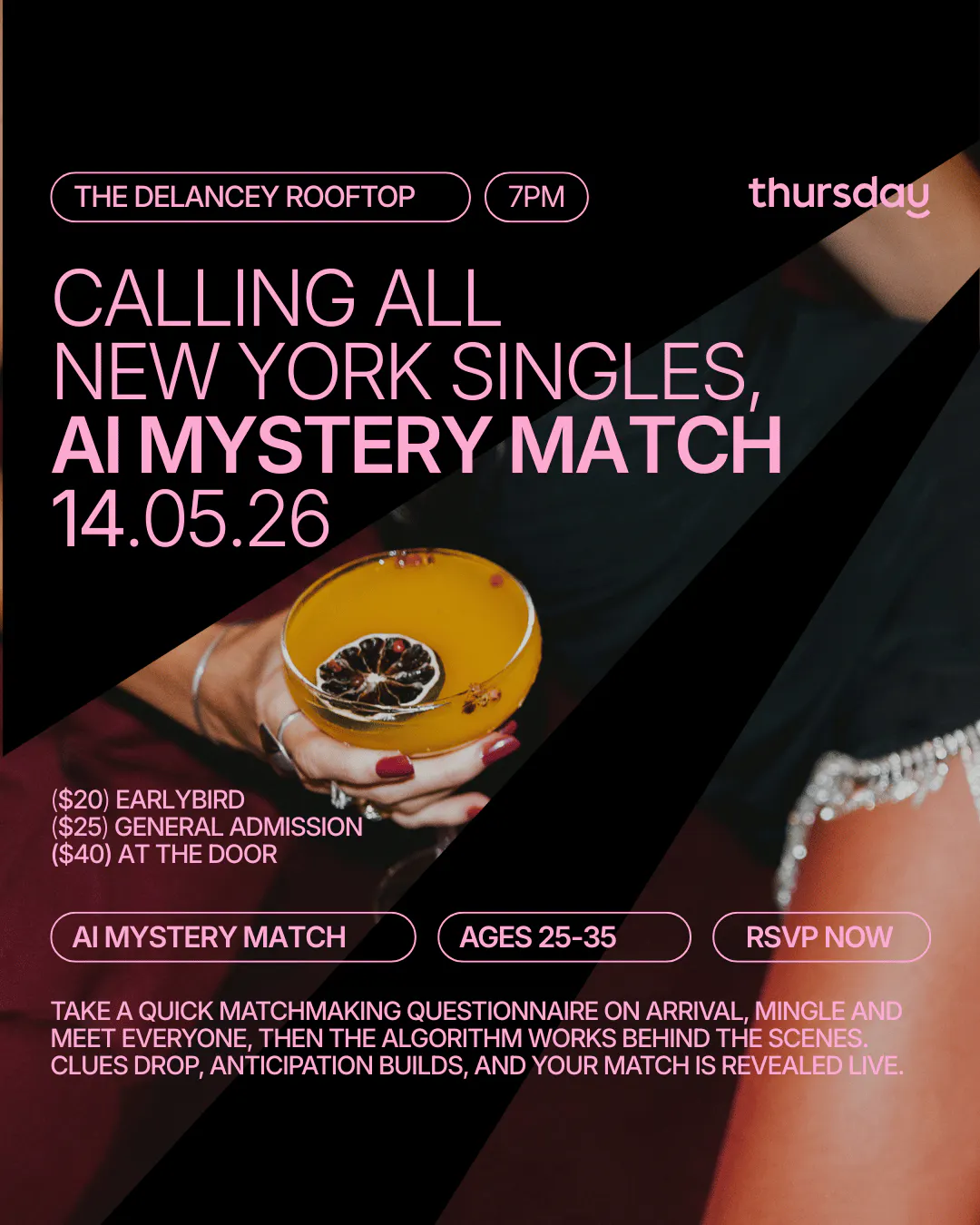 Event image for Thursday | The Delancey (AI Mystery Match) 25-35 | NYC in Manhattan
