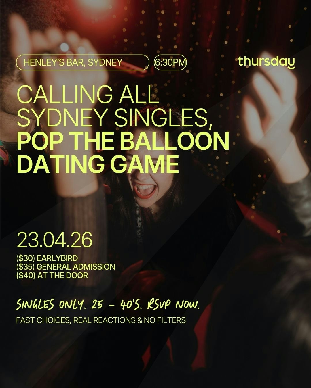 Thursday | Henley’s Bar & Kitchen (25-40) | Darling Harbour