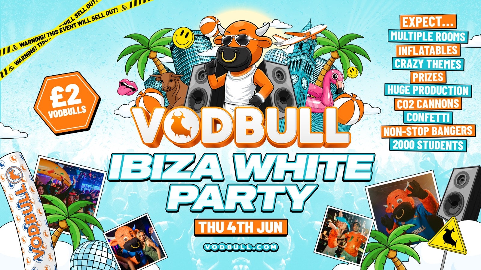 🧡 VODBULL IBIZA WHITE PARTY ⚠️[SELLING FAST!!]⚠️ at ROSIES!! 04/06