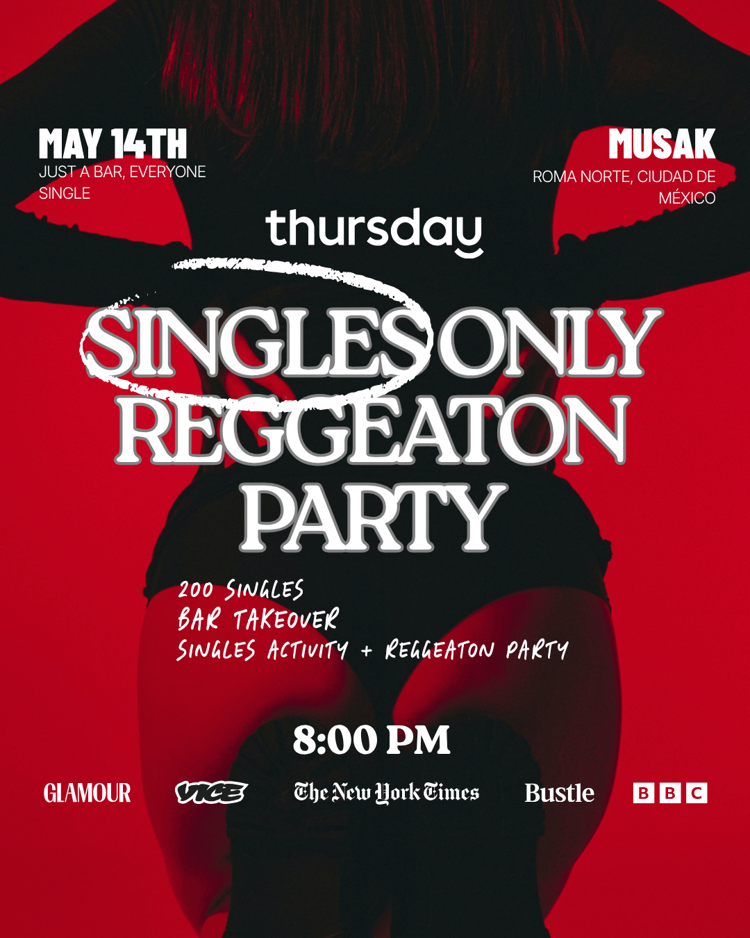 Thursday | Singles Only Reggeaton Party | Mexico City