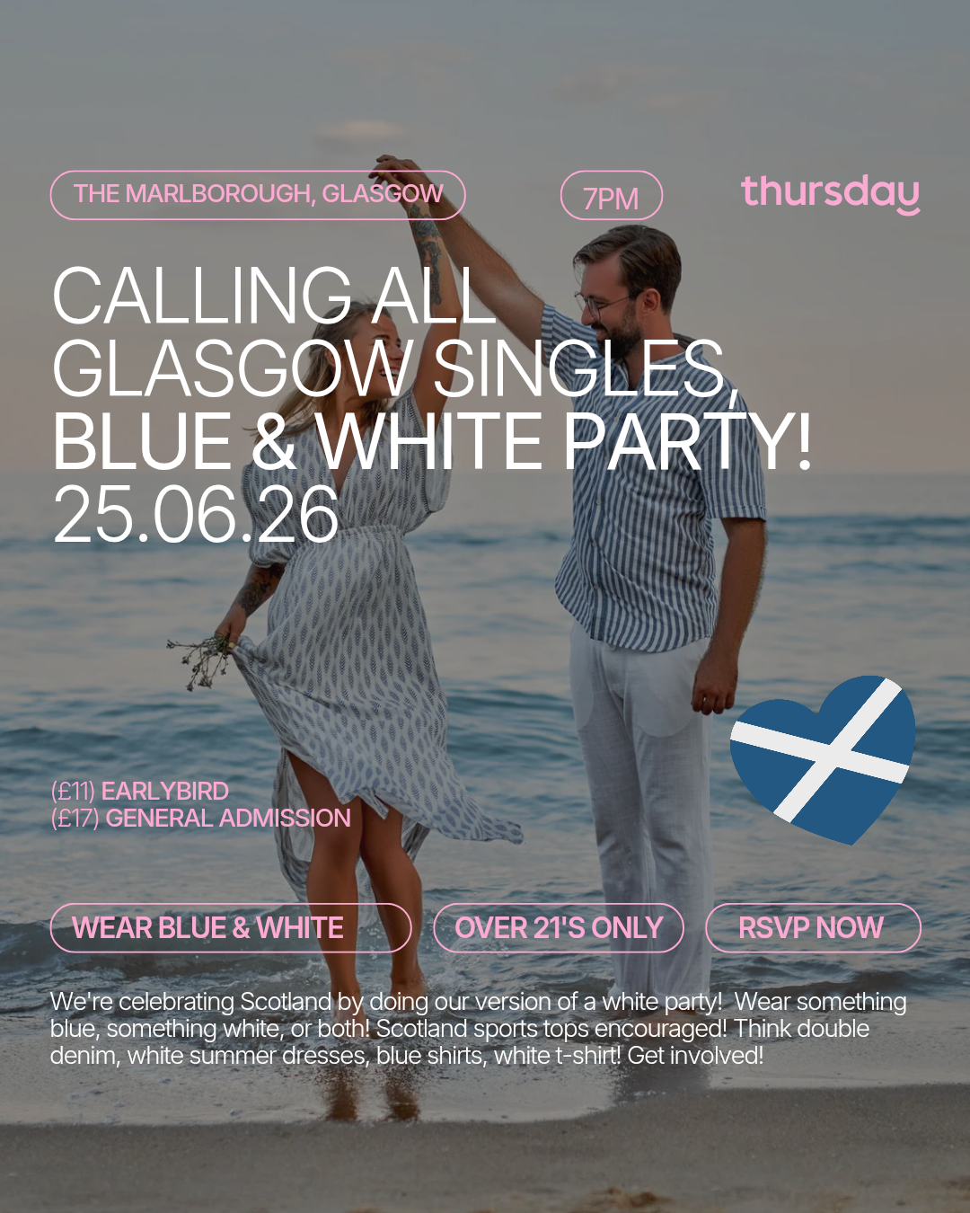 Thursday | BLUE & WHITE PARTY @ The Marlborough | Glasgow