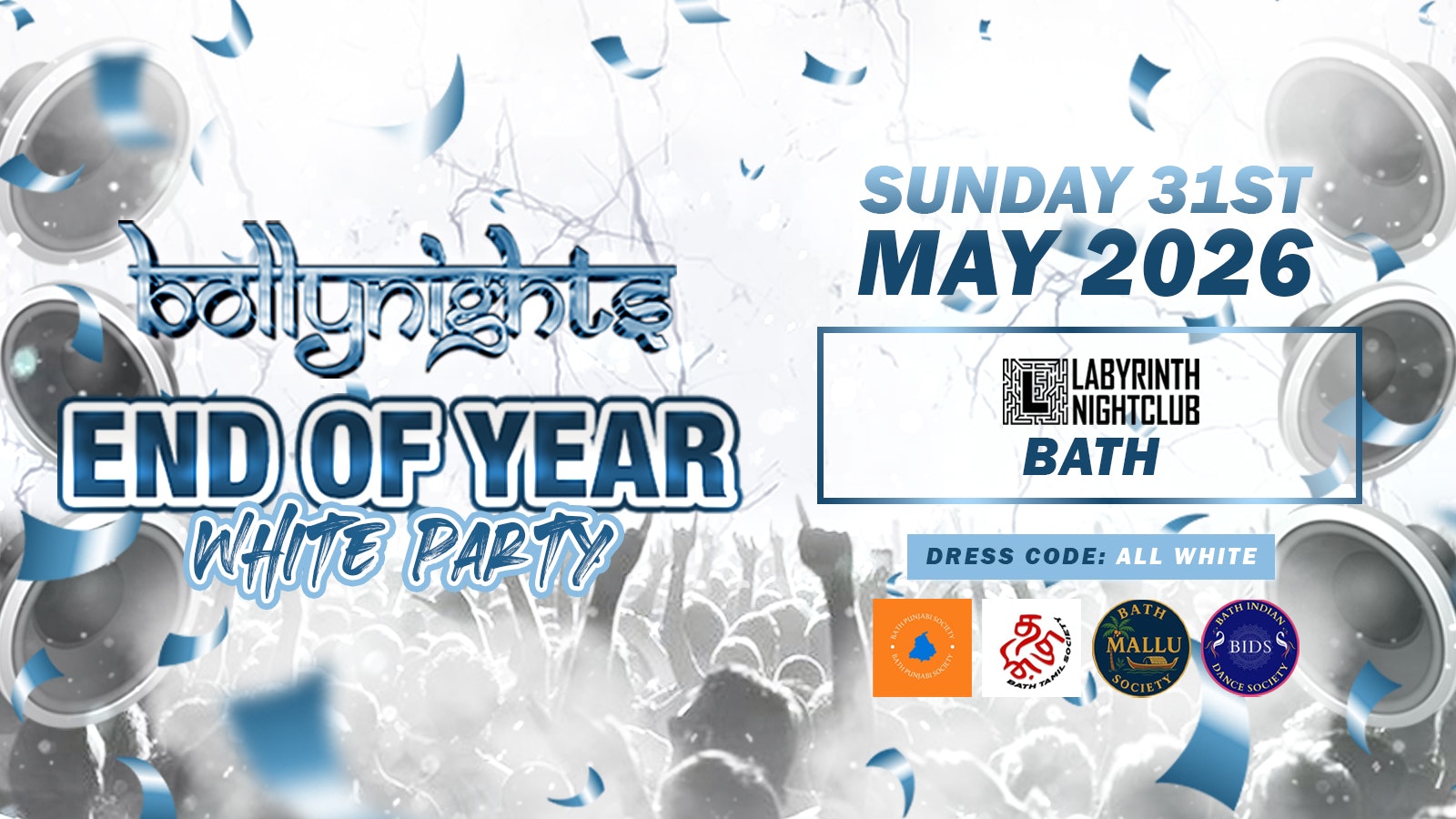 Bollynights Bath – ALL WHITE PARTY | Sunday 31st May | Labyrinth Nightclub