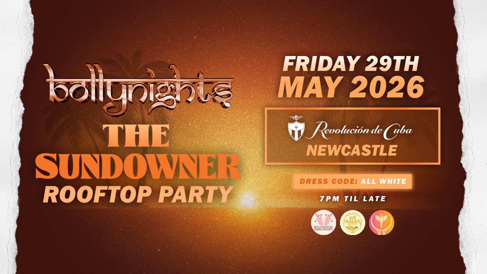 Bollynights Newcastle – end of year rooftop party | FRIDAY 29th May | Revolución de Cuba