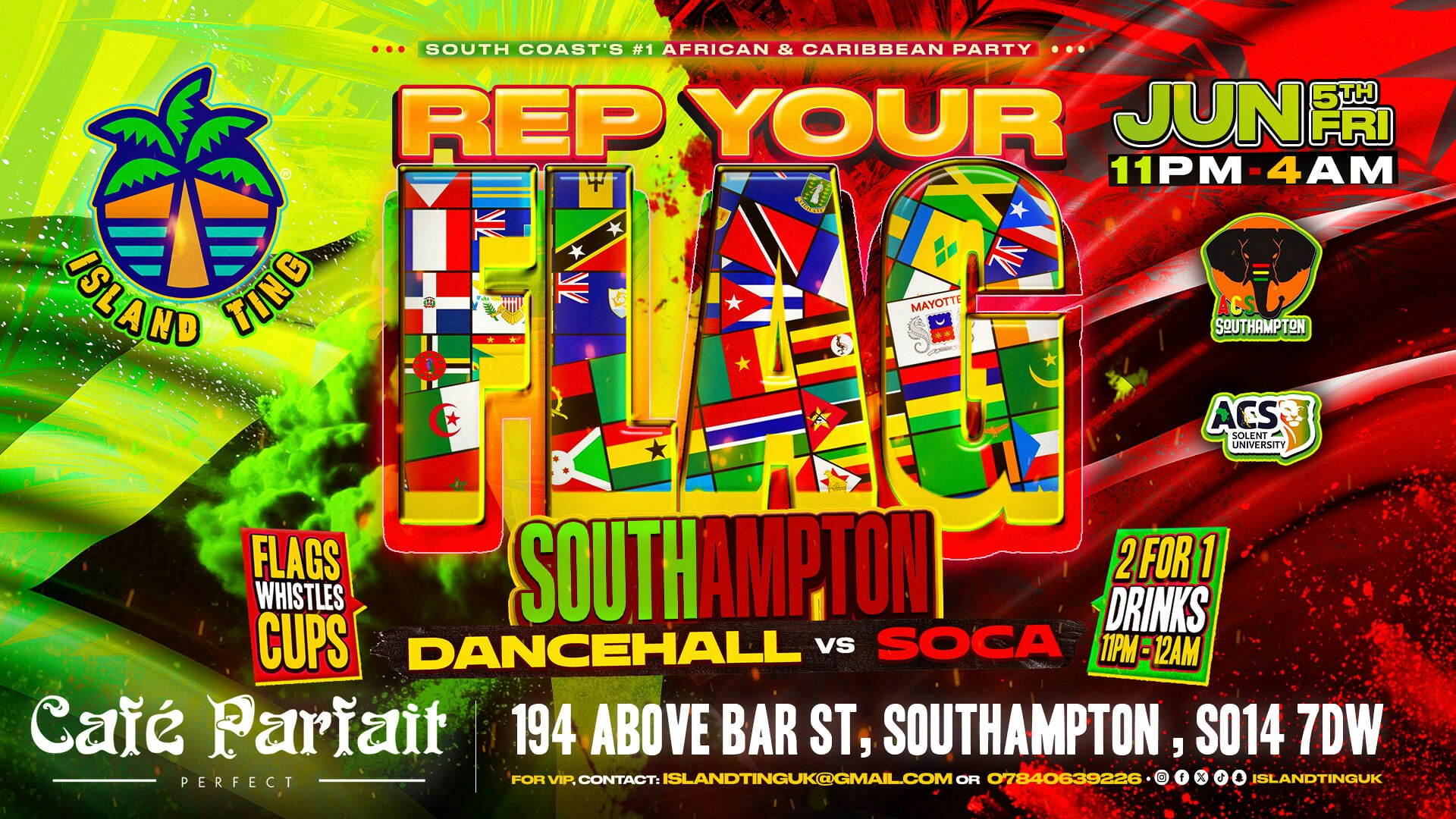 Rep Your Flag Southampton (Dancehall vs Soca) 🌴 Island Ting ⚠️ 80% SOLD OUT
