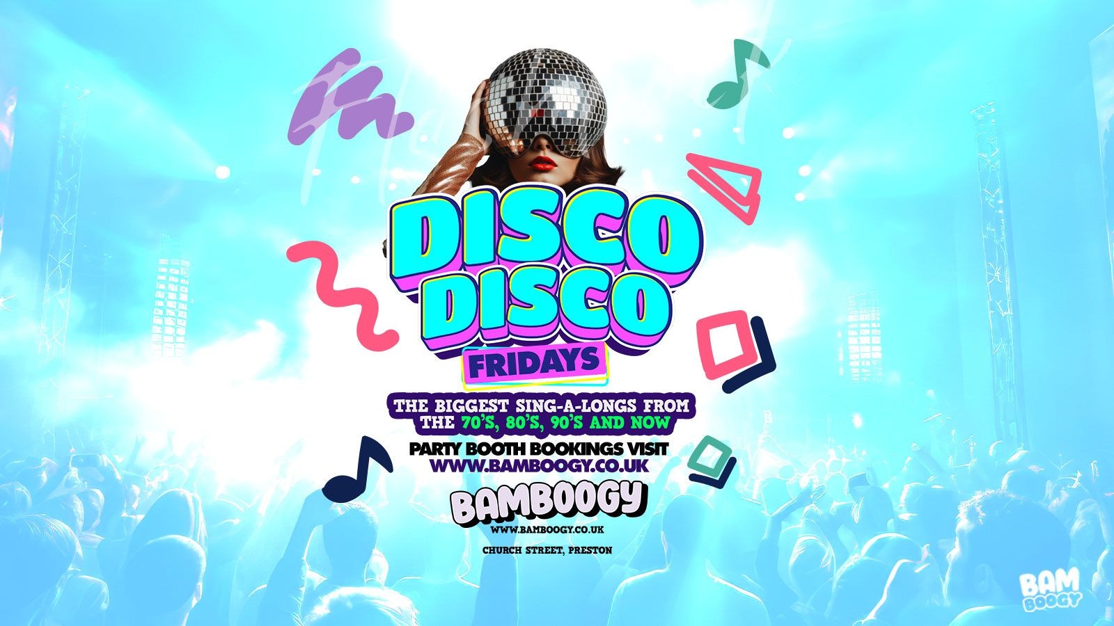 🪩 DISCO FRIDAY’S… 70’s, 80’s, 90’s & NOW // BAMBOOGY PRESTON 🪩