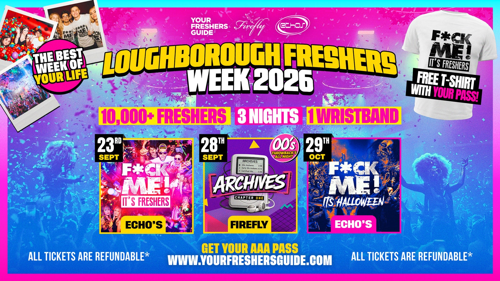 Loughborough Freshers Week 2026 – Official Your Freshers Guide | Loughborough Freshers 2026 – Free T-Shirt With Every Ticket 👕