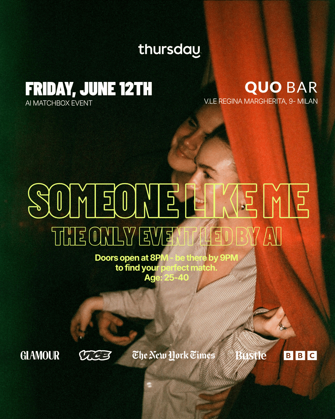 Someone Like Me – AI Matchbox @ QUO Bar | P.ta Romana | 25-40 | Milano