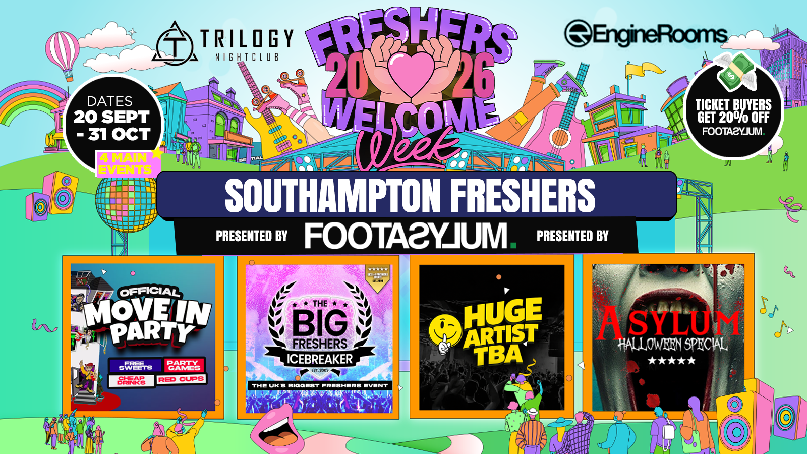 ⚠️SALE – 20% OFF – Southampton Freshers Welcome Week 2026 🎓 – Presented by FOOTASYLUM – UK Largest Freshers Events – Sold out 10 years Running 🏆
