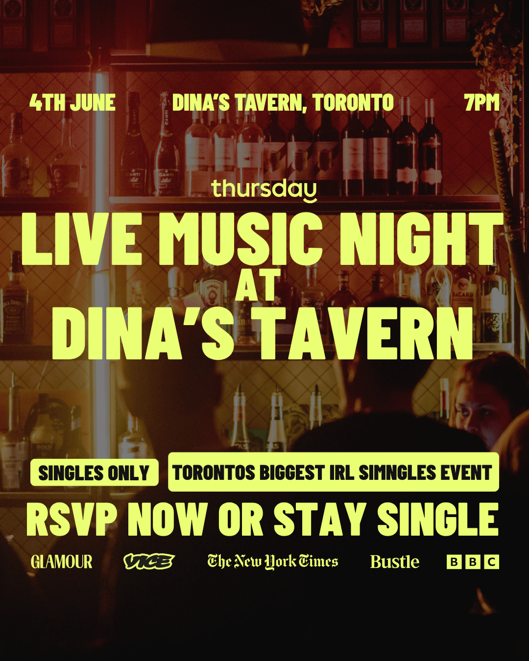 Thursday | Live Music Night @ Dina’s Tavern | Toronto