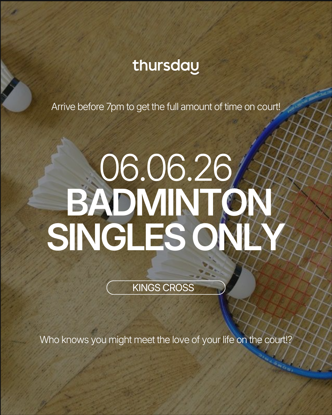Saturday | Indoor Badminton | Kings Cross