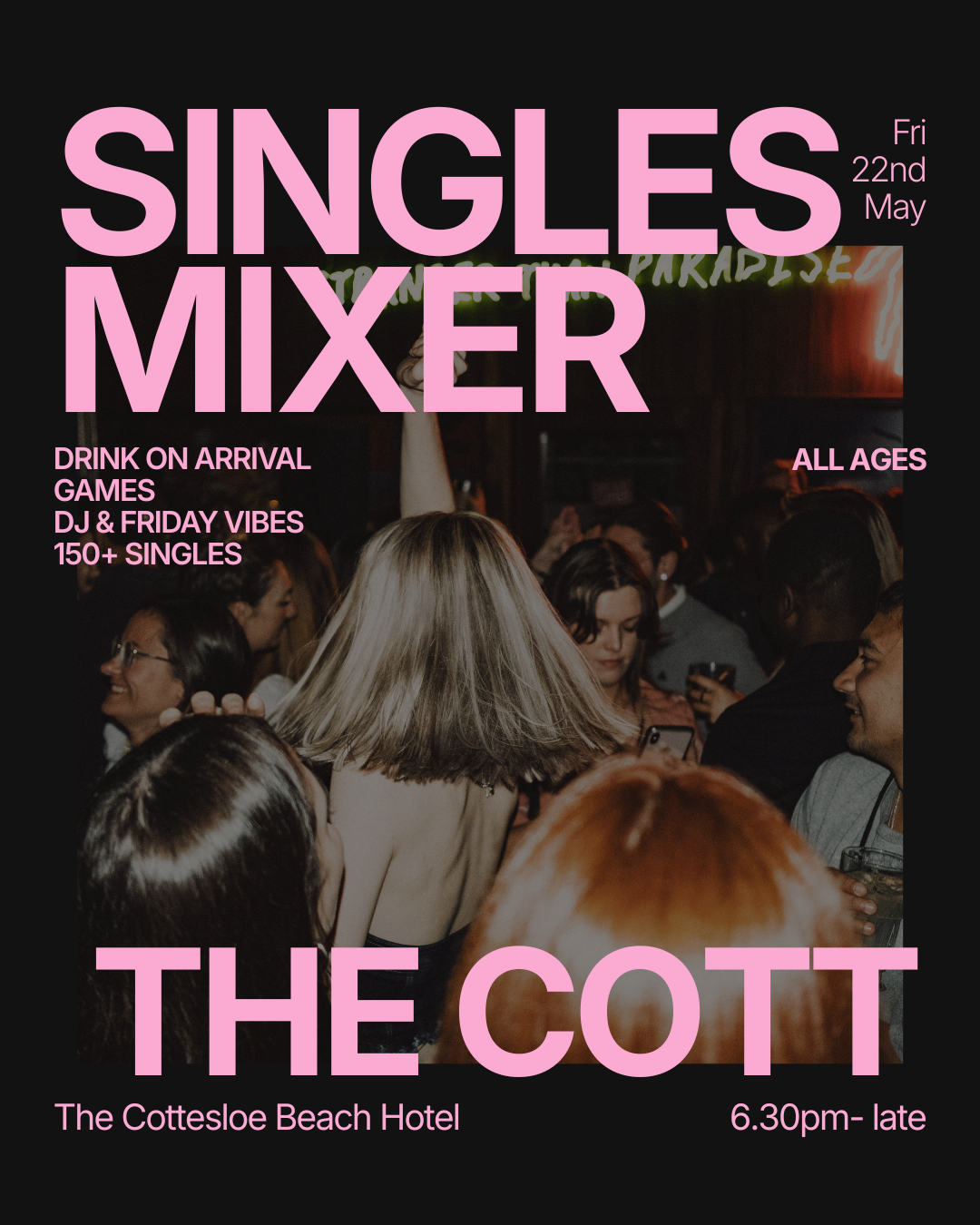 Friday | Singles Mixer with Drink on Arrival @The Cott | Cottesloe  (All Ages)