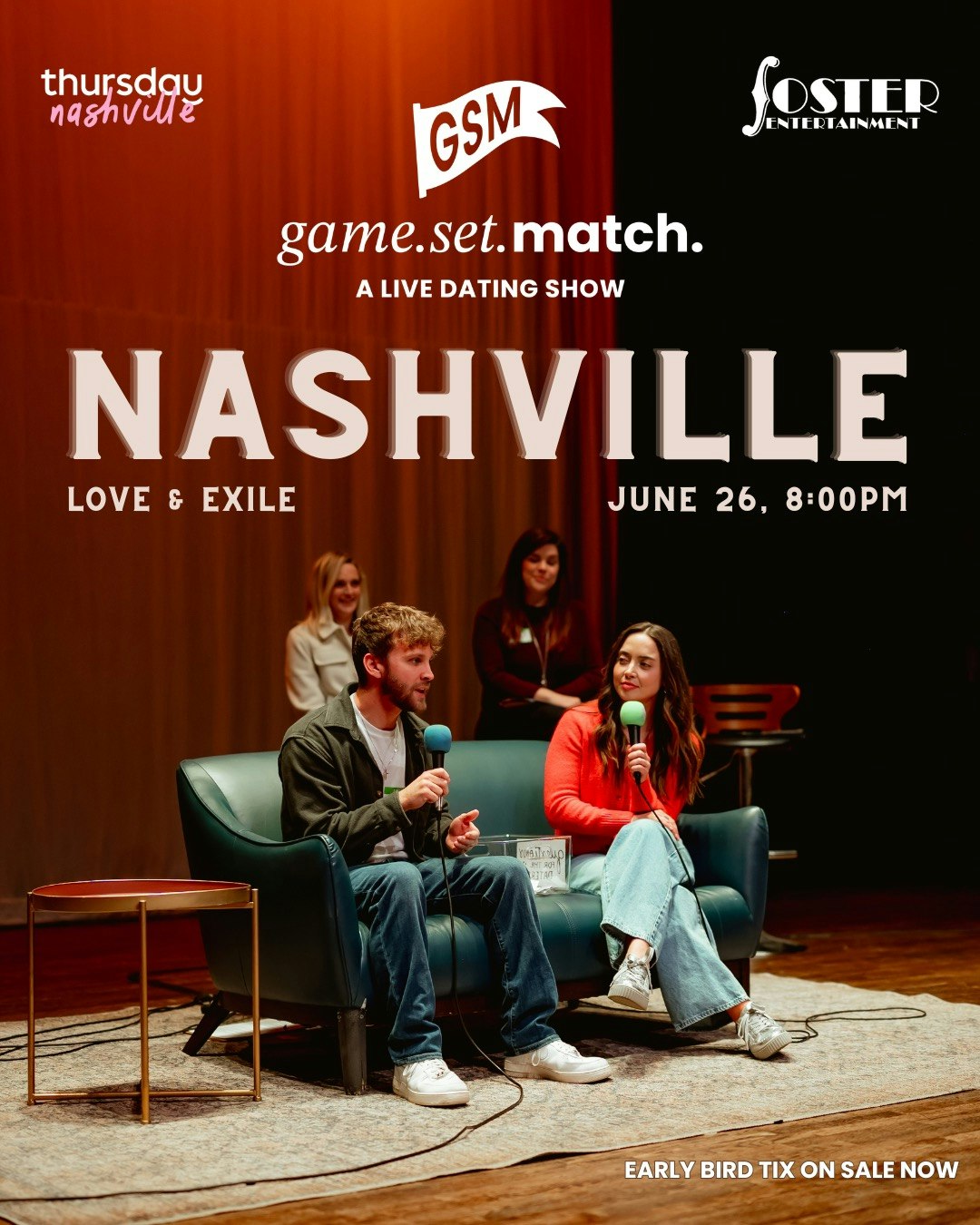 Friday | A Live Dating Show, by Game. Set. Match. x Thursday Dating | Nashville | Book at thursday.com