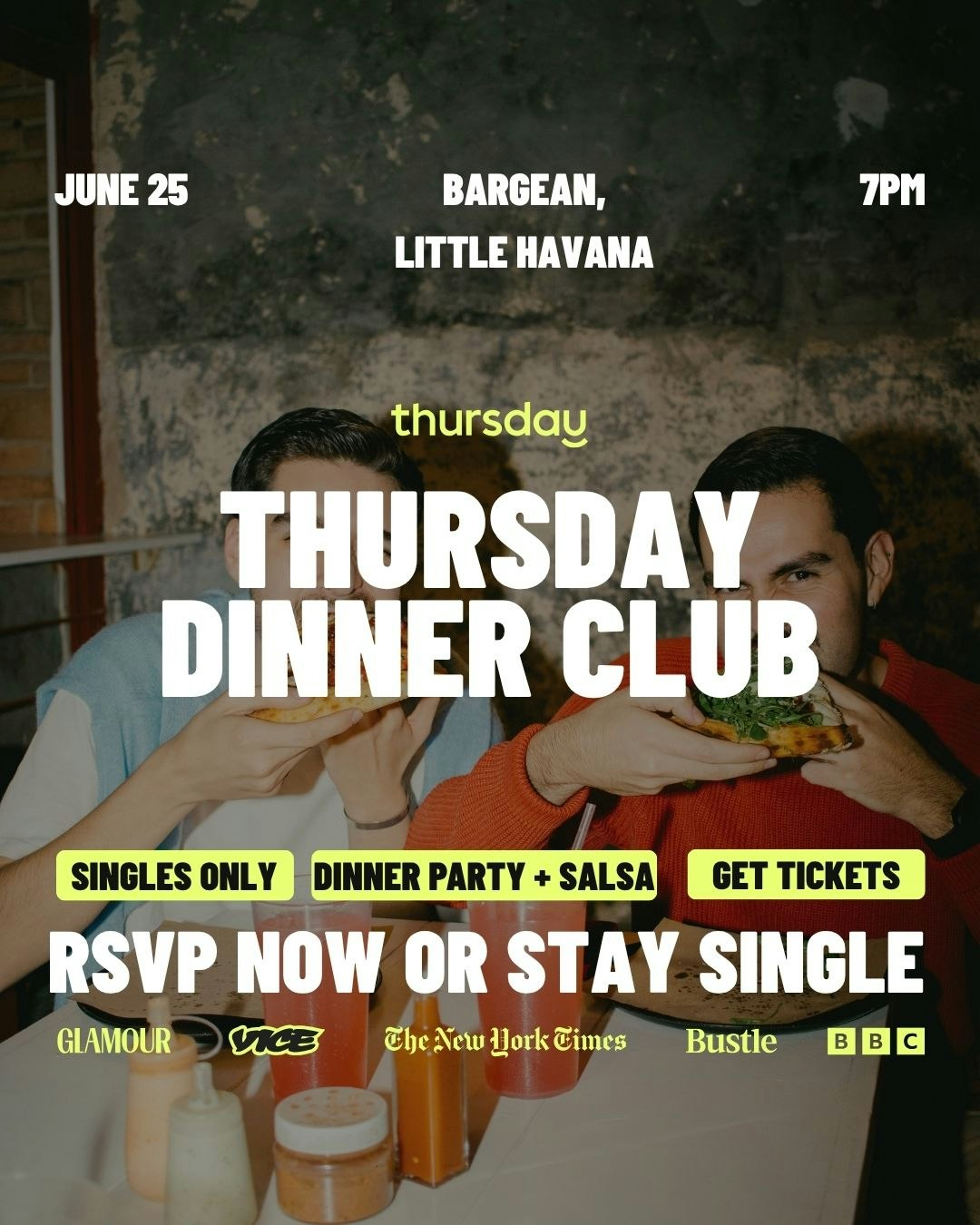 Thursday | The Prelude: Singles Dinner Party at Bargean | Little Havana