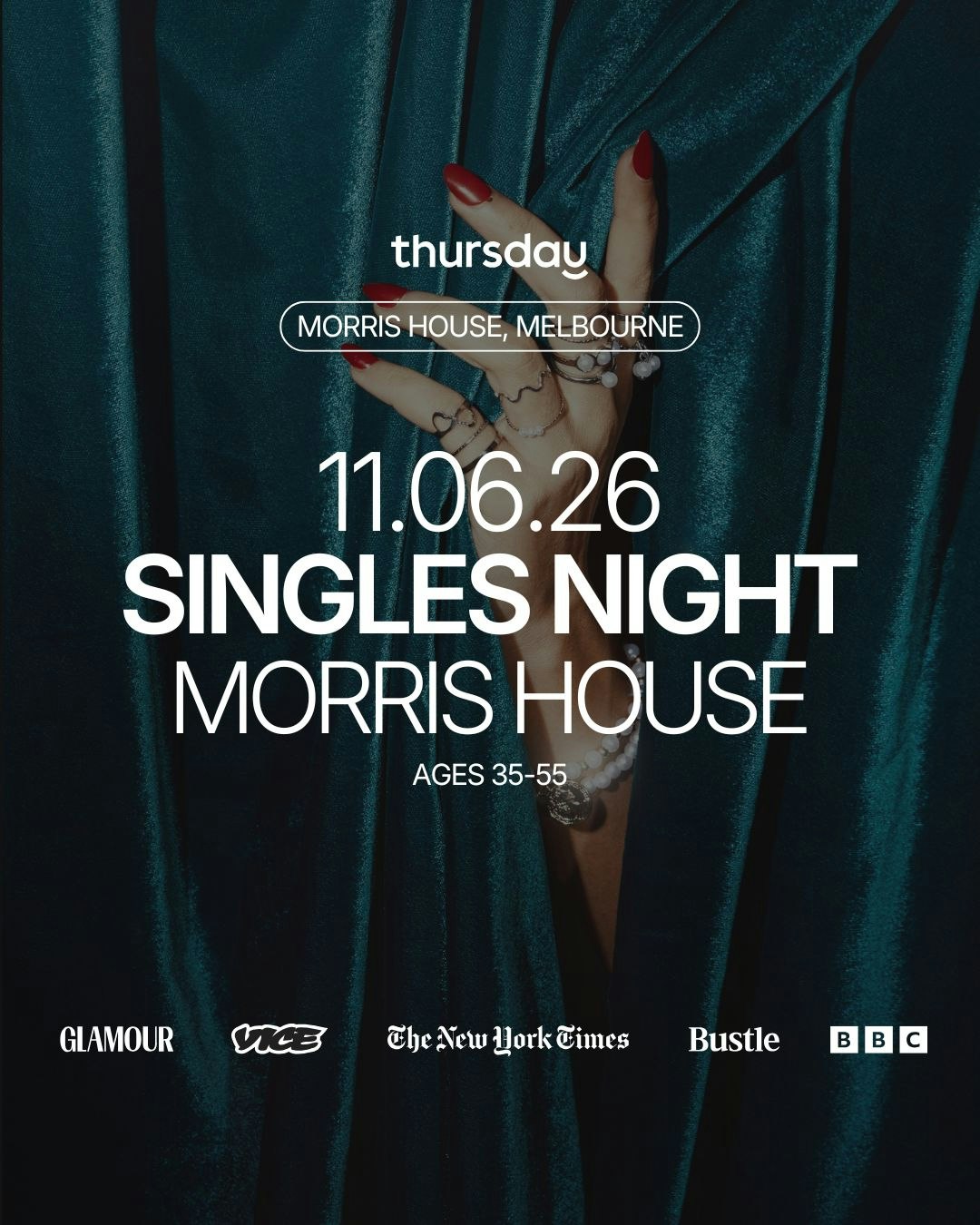 Thursday | Singles Takeover Morris House (35-55)  | CBD