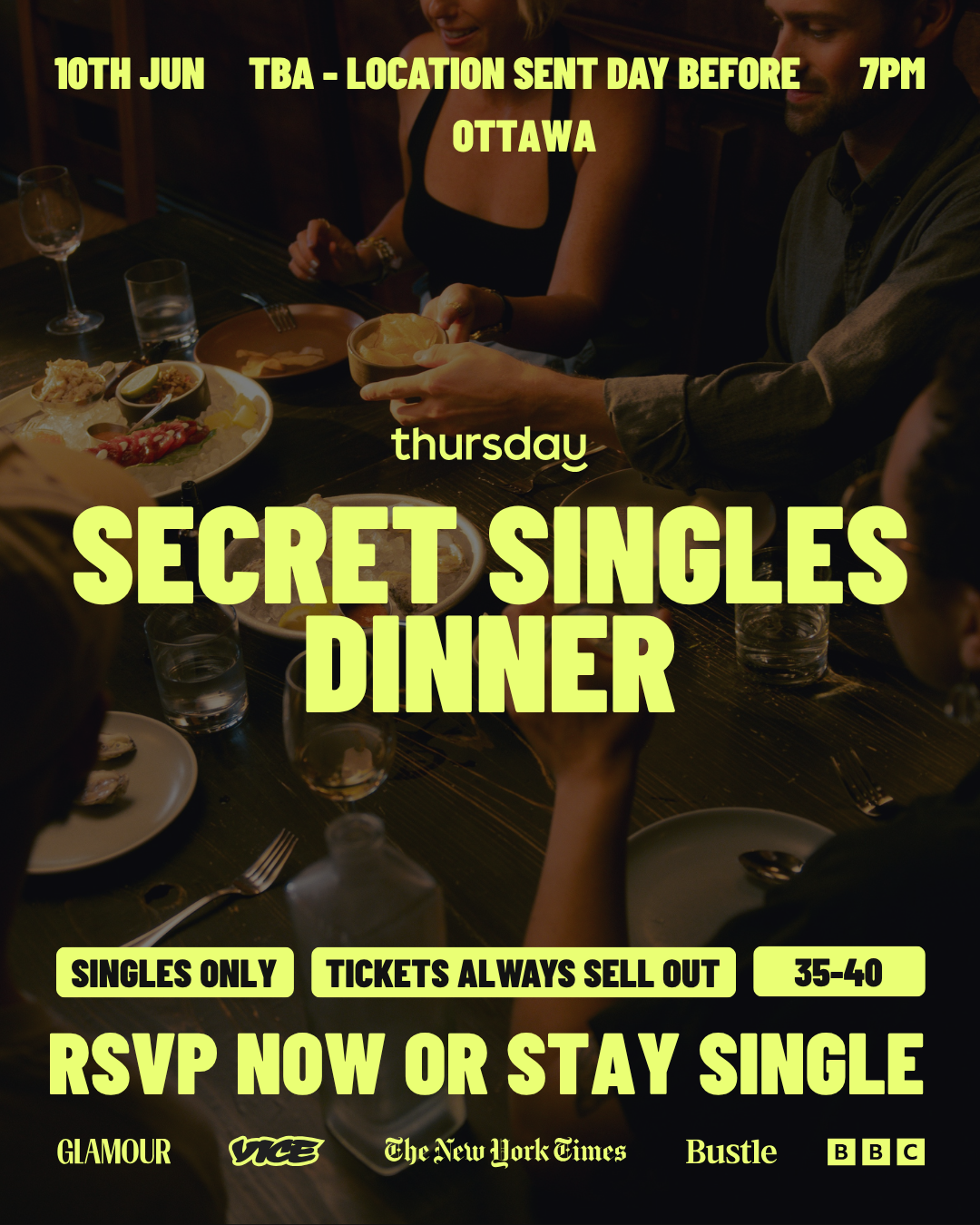 Thursday Dinner | Secret Singles Dinner (35-40) | TBA