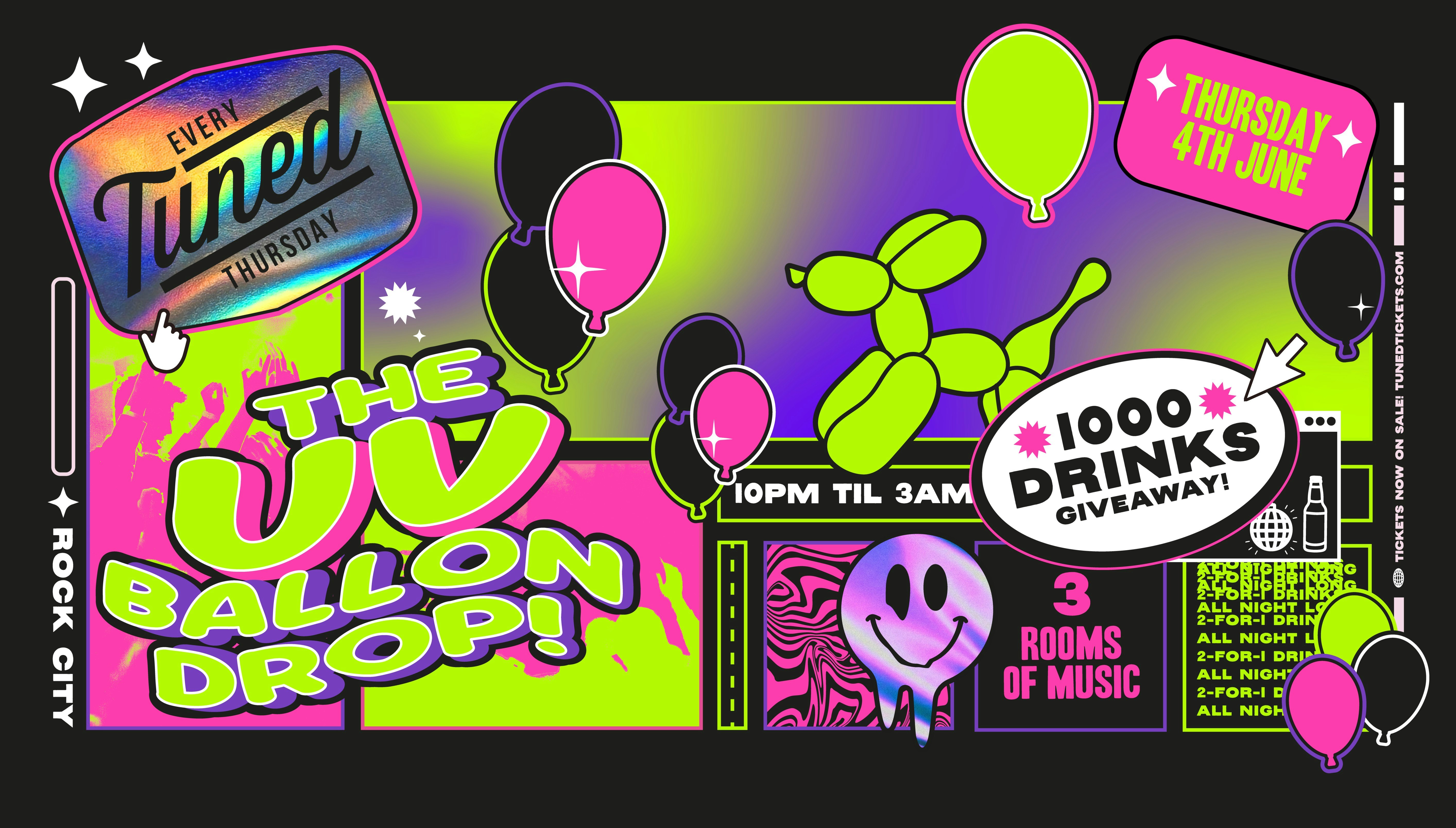 Tuned – UV BALLOON DROP! (1000 DRINKS GIVEAWAY) – Nottingham’s Biggest Student Night – 2-4-1 Drinks All Night Long – (inc Silent Disco In Beta Room) 04/06/26