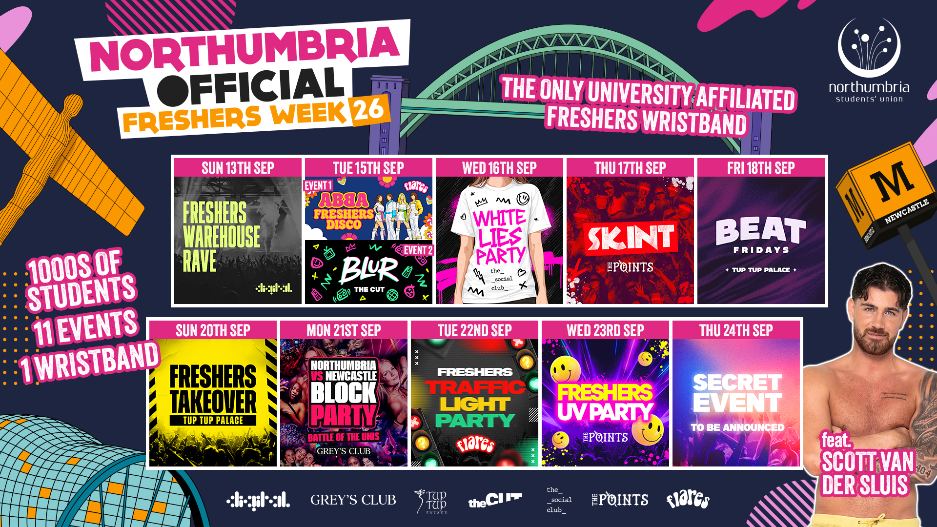 THE OFFICIAL NORTHUMBRIA UNIVERSITY FRESHERS WRISTBAND – INCLUDES MOVE IN WEEK + THE OFFICIAL FRESHERS WEEK! 2 WEEKS FOR THE PRICE OF 1!