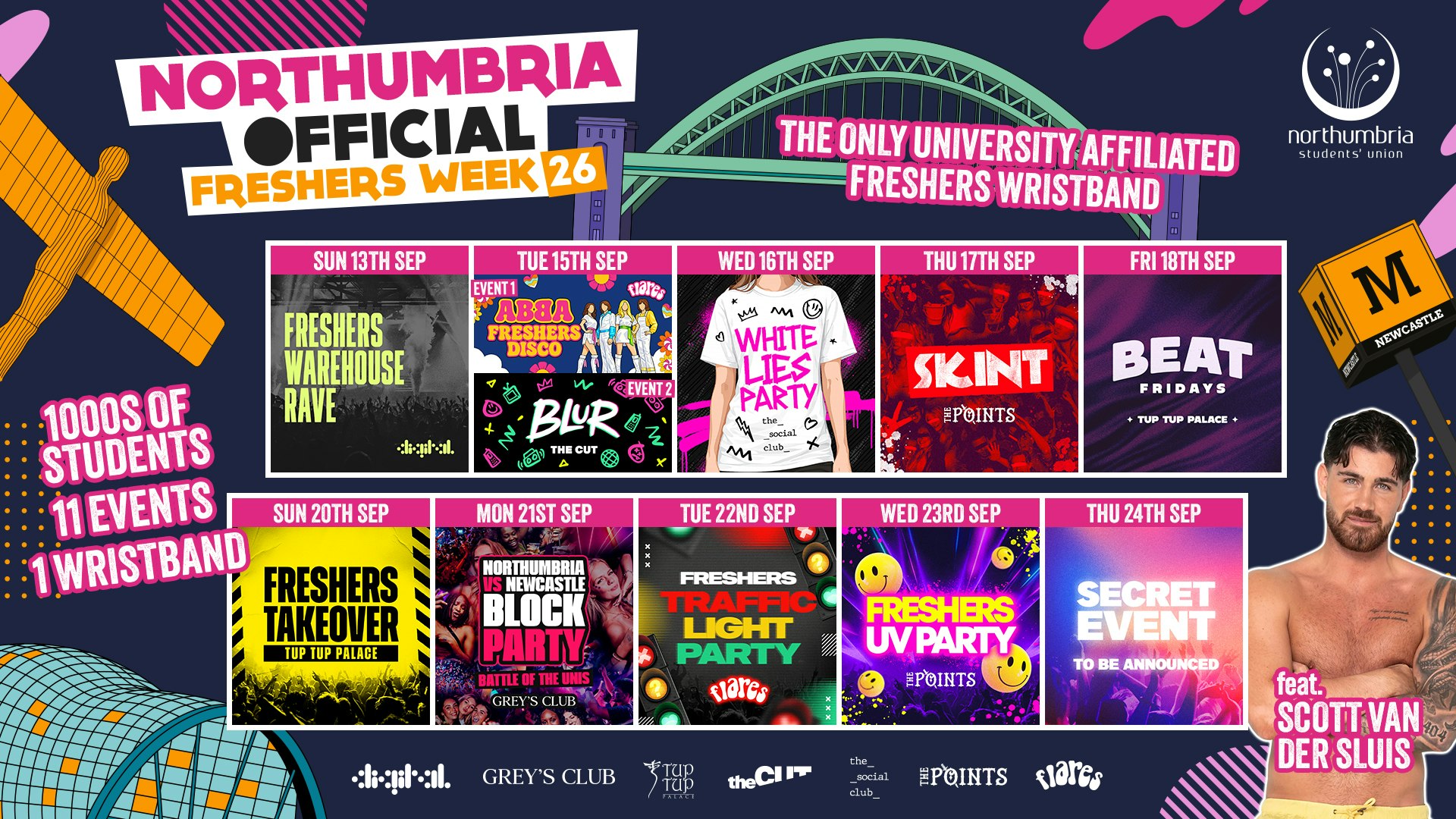 THE OFFICIAL NORTHUMBRIA UNIVERSITY FRESHERS WRISTBAND – INCLUDES MOVE IN WEEK + THE OFFICIAL FRESHERS WEEK! 2 WEEKS FOR THE PRICE OF 1!