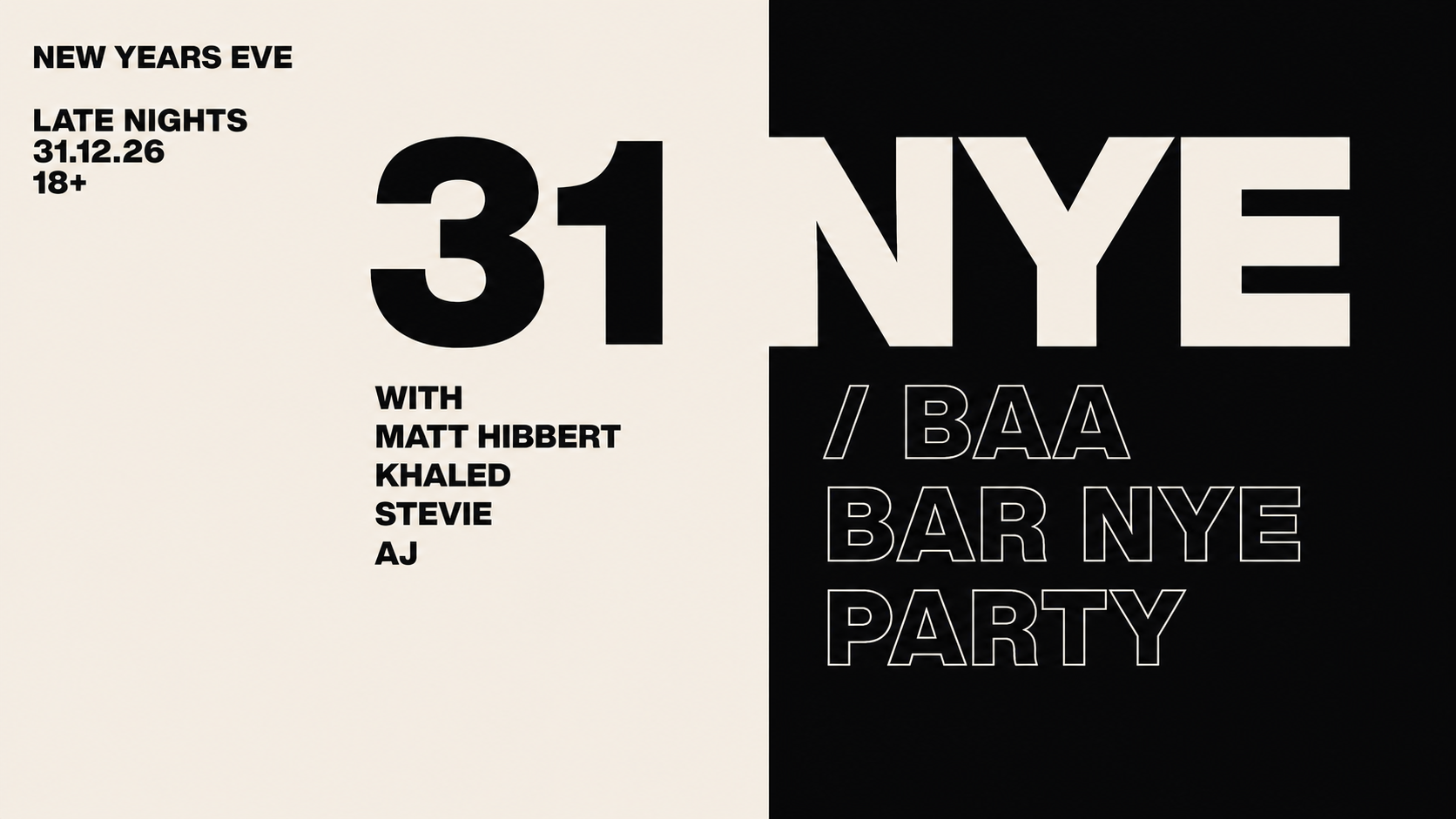 Baa Bar NYE Party 2026 – Tickets Only