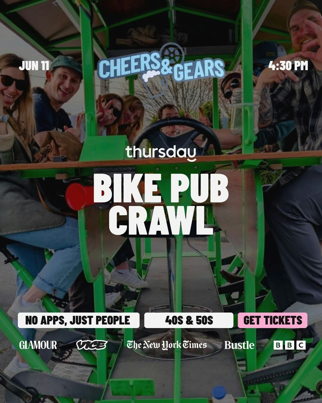 Thursday  |  Bike Pub Crawl (40’s & 50’s)  |  Portland