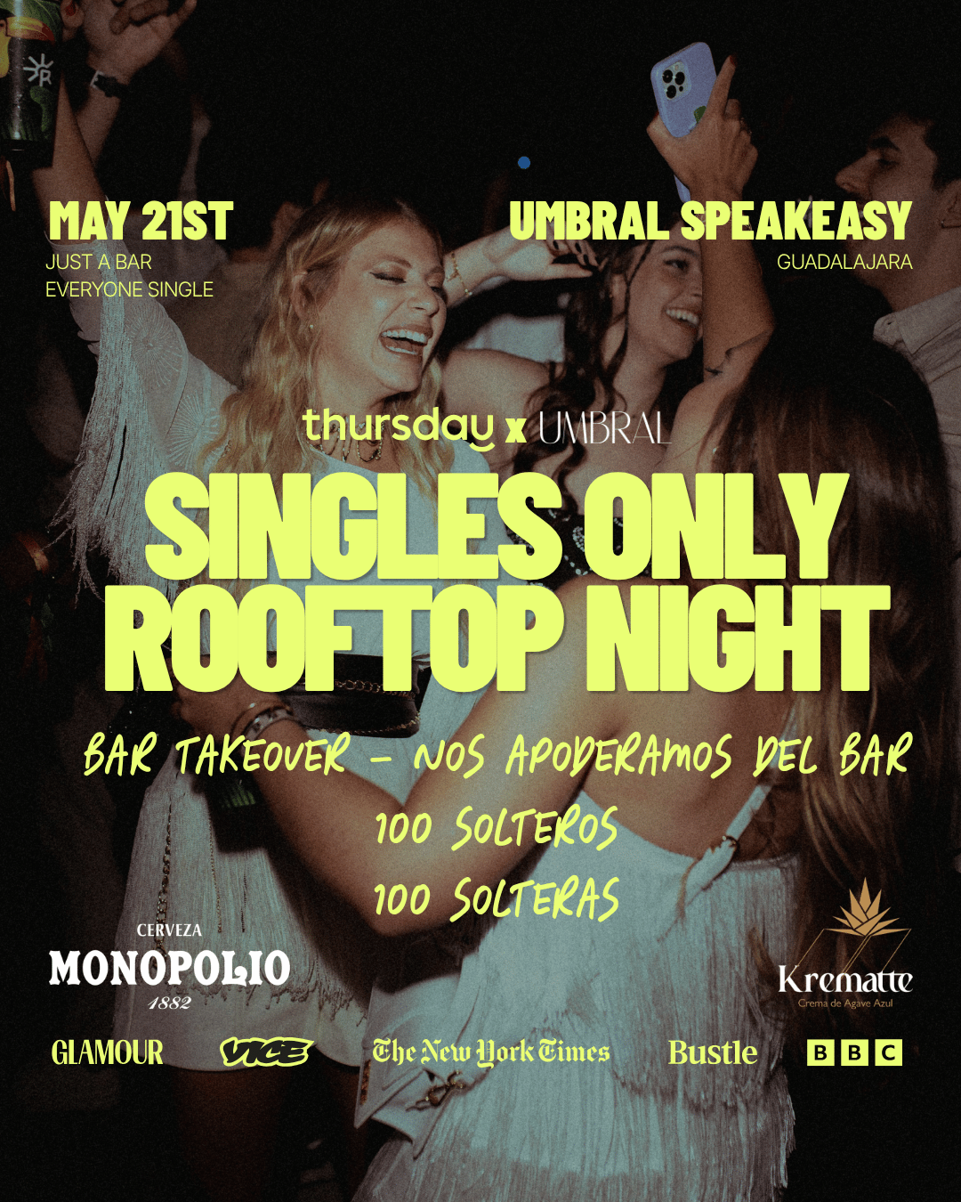 Thursday | Singles Only Rooftop Night | Guadalajara