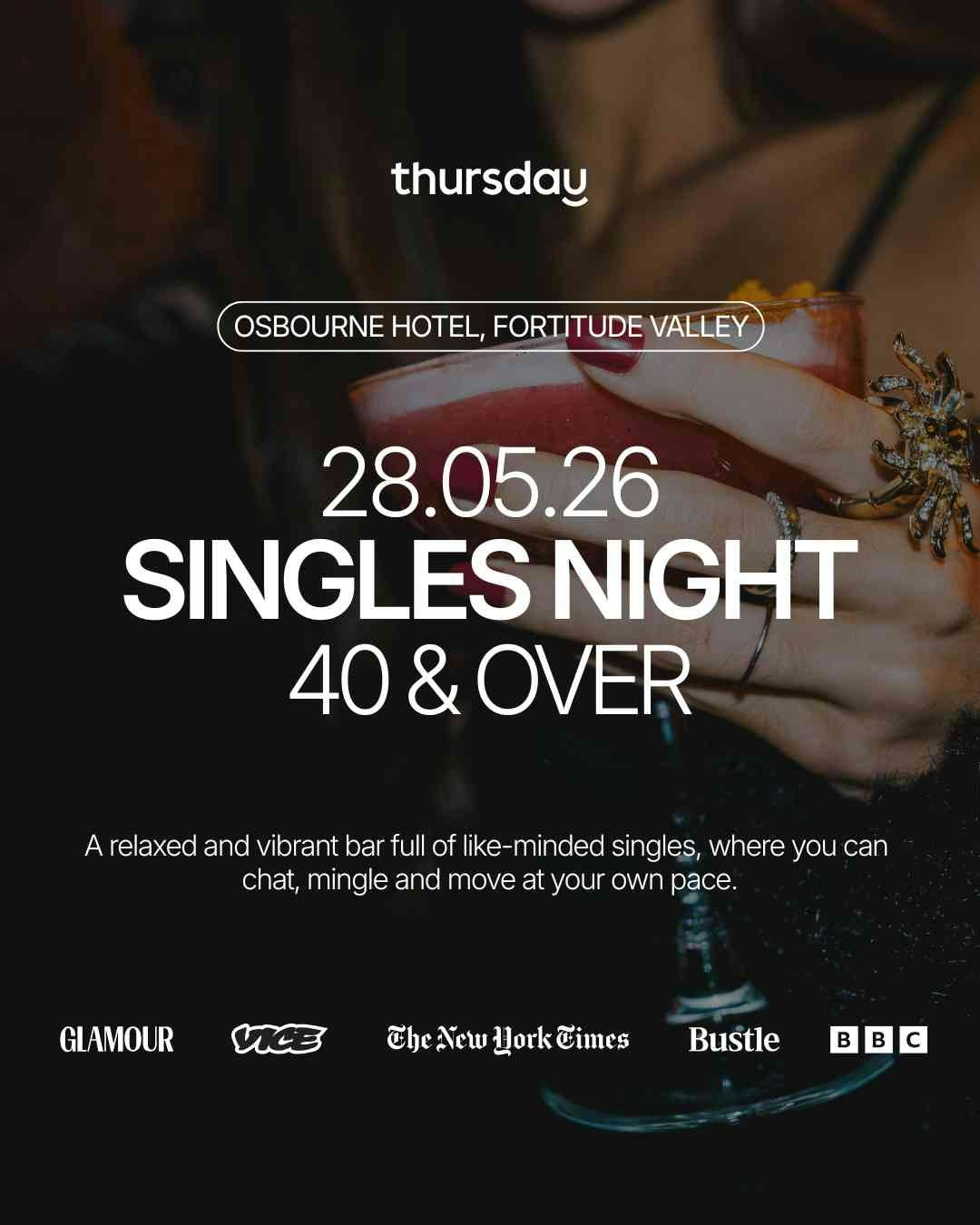 Thursday | 40+ Singles Mixer @ Osbourne Hotel | Fortitude Valley