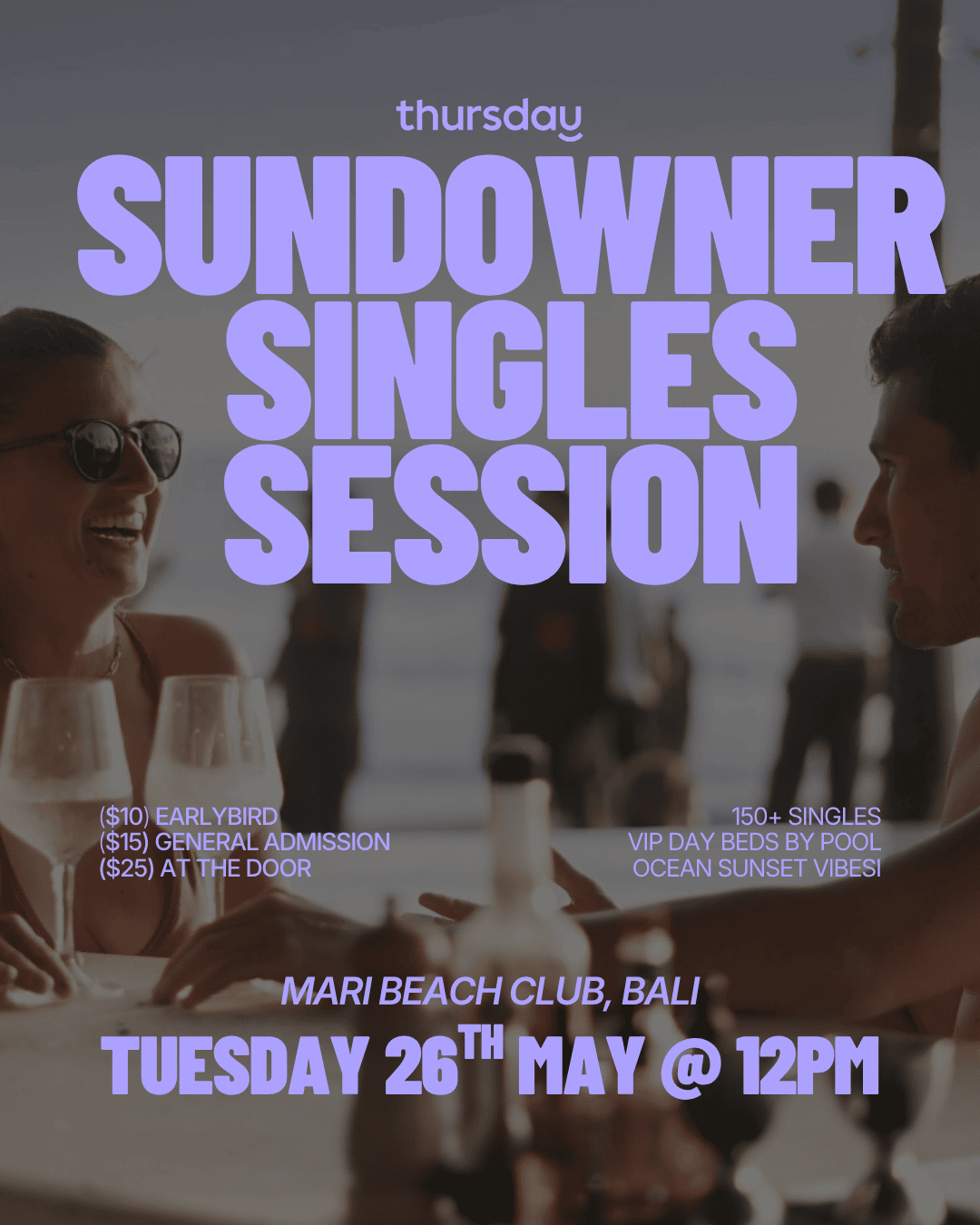 Tuesday | Singles Sundowner @ Mari Beach Club | Kerobokan Kelod