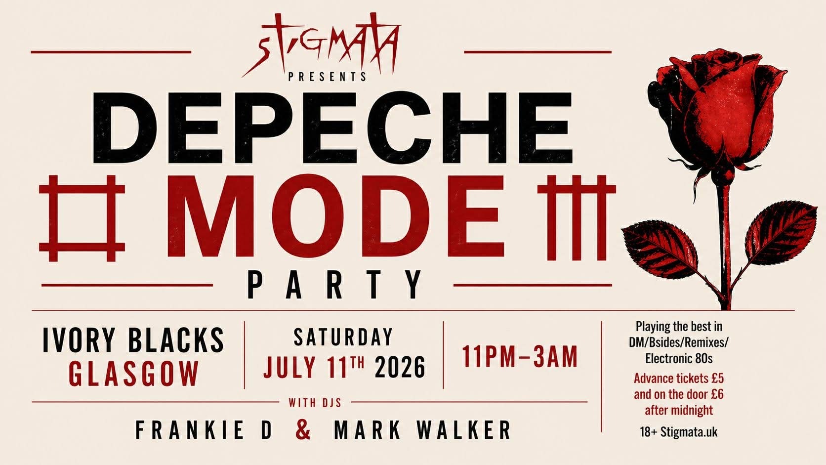 CLUB STIGMATA DEPECHE MODE PARTY!  With Dj’s FRANKIE D + MARK WALKER 