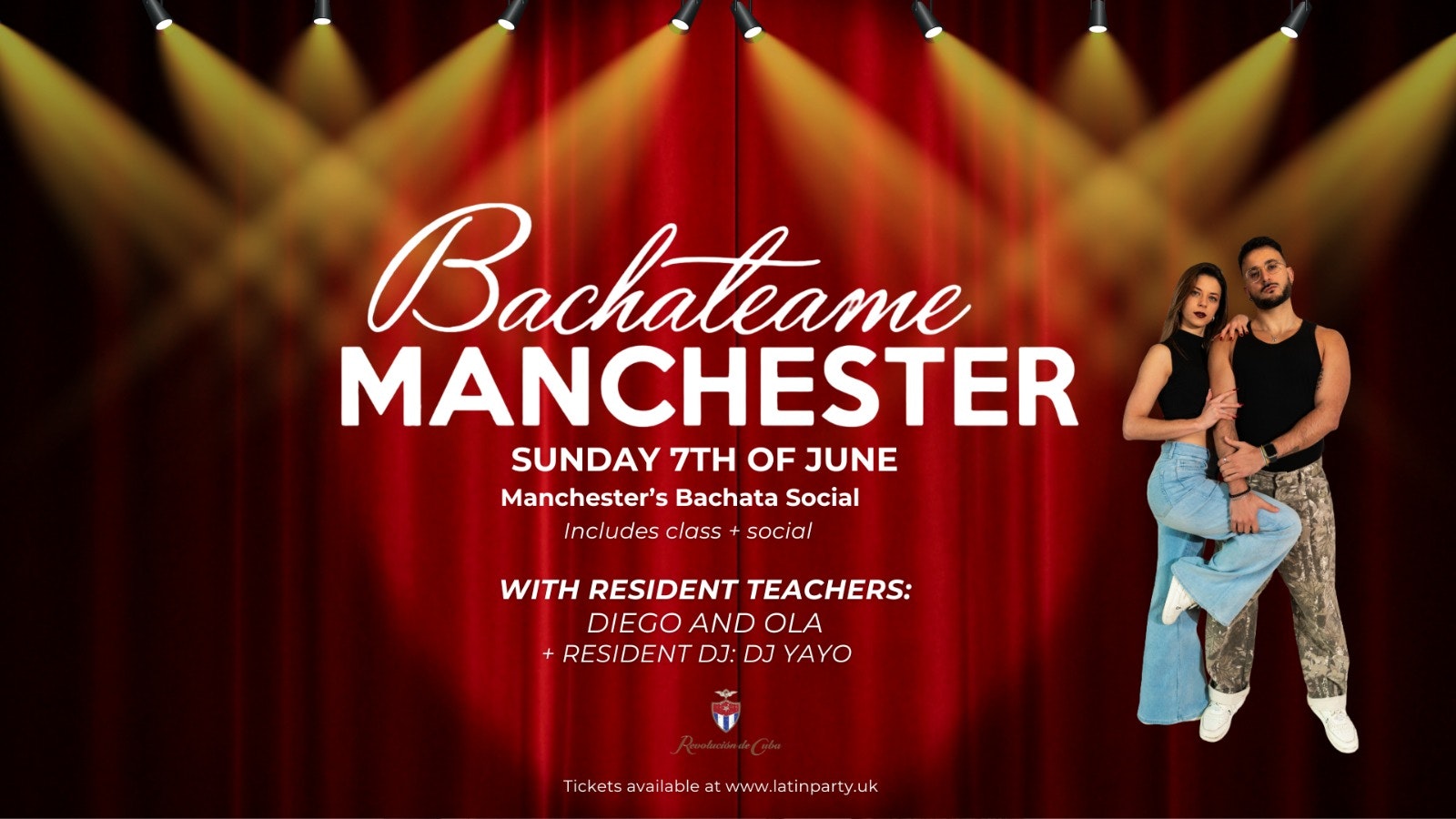 Bachateame Manchester with Diego and Ola  – Sunday 7th June | Revolution de Cuba