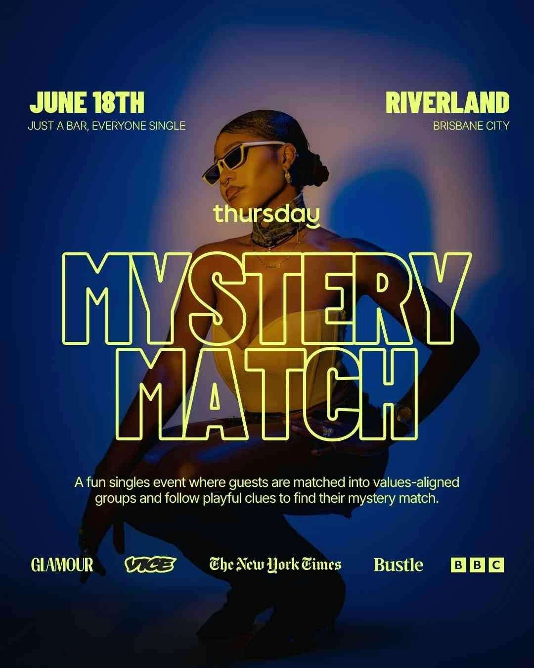 Thursday | Find Your Mystery Match @ Riverland (25-40) | Brisbane City