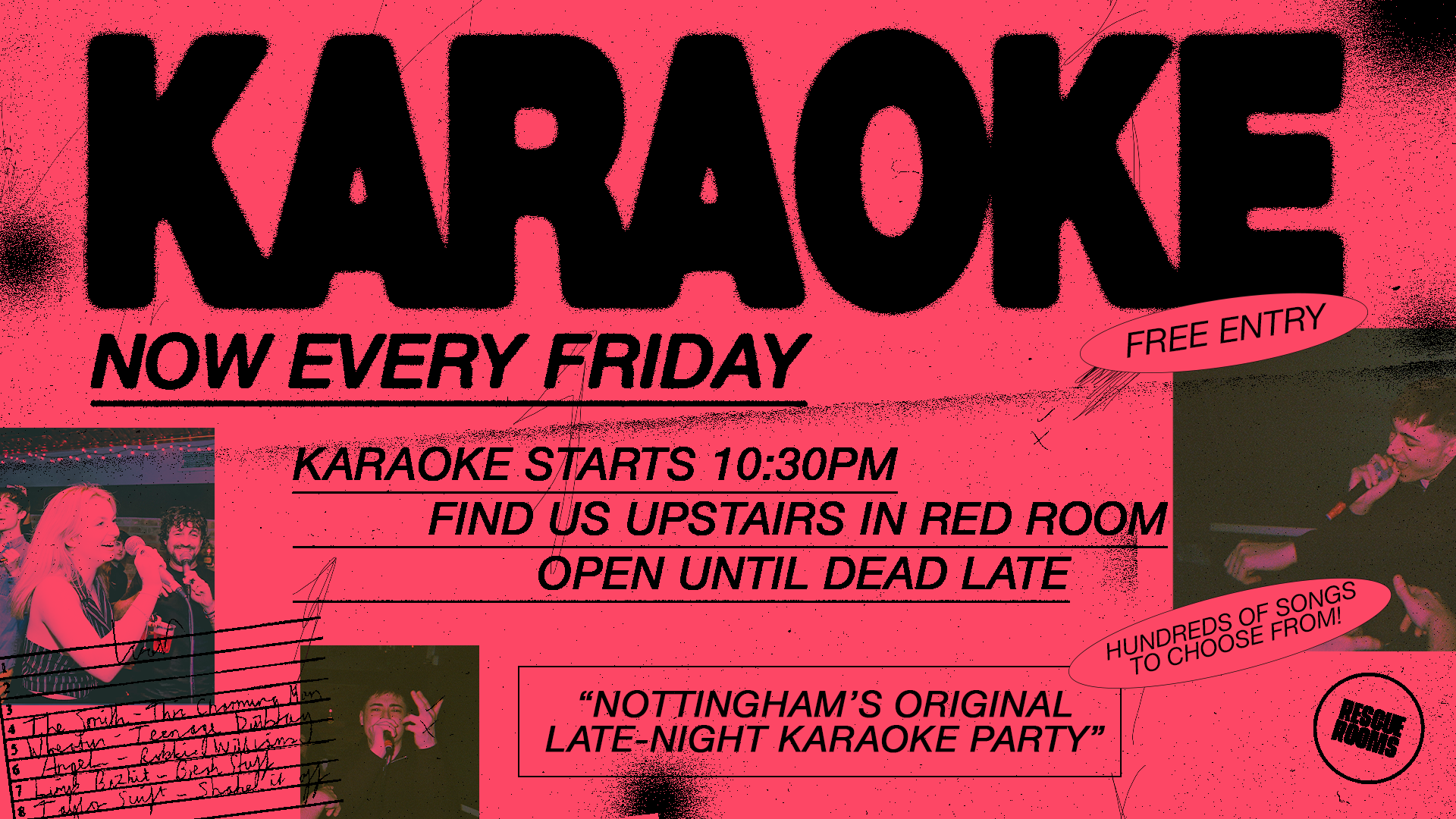 Karaoke 🎤 Every Friday at Rescue Rooms