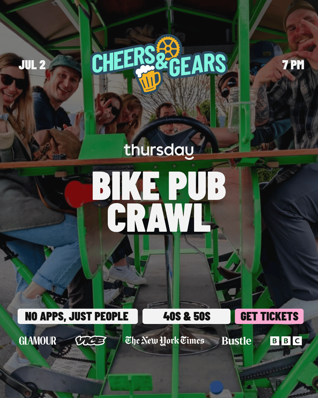 Thursday  |  Bike Pub Crawl (40’s & 50’s)  |  Portland
