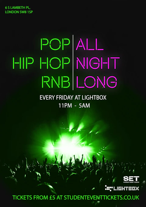 ALL NIGHT LONG @ LIGHTBOX FRIDAY 14TH AUGUST